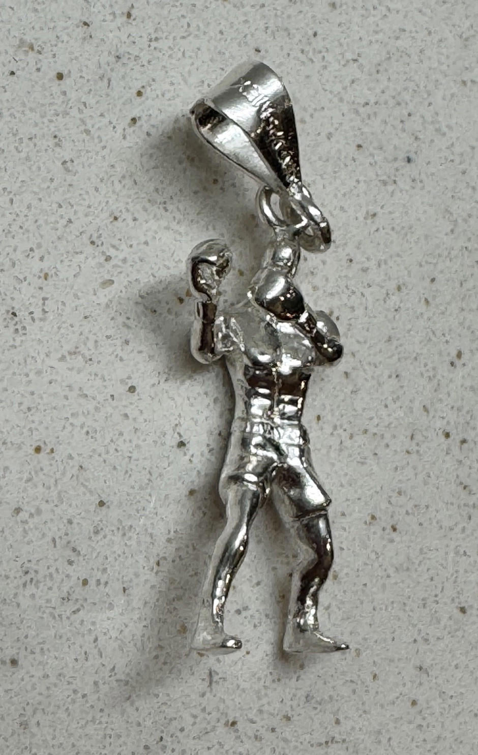 .925 Sterling Silver Boxer Charm Man Boxing 3D Loose Pendant