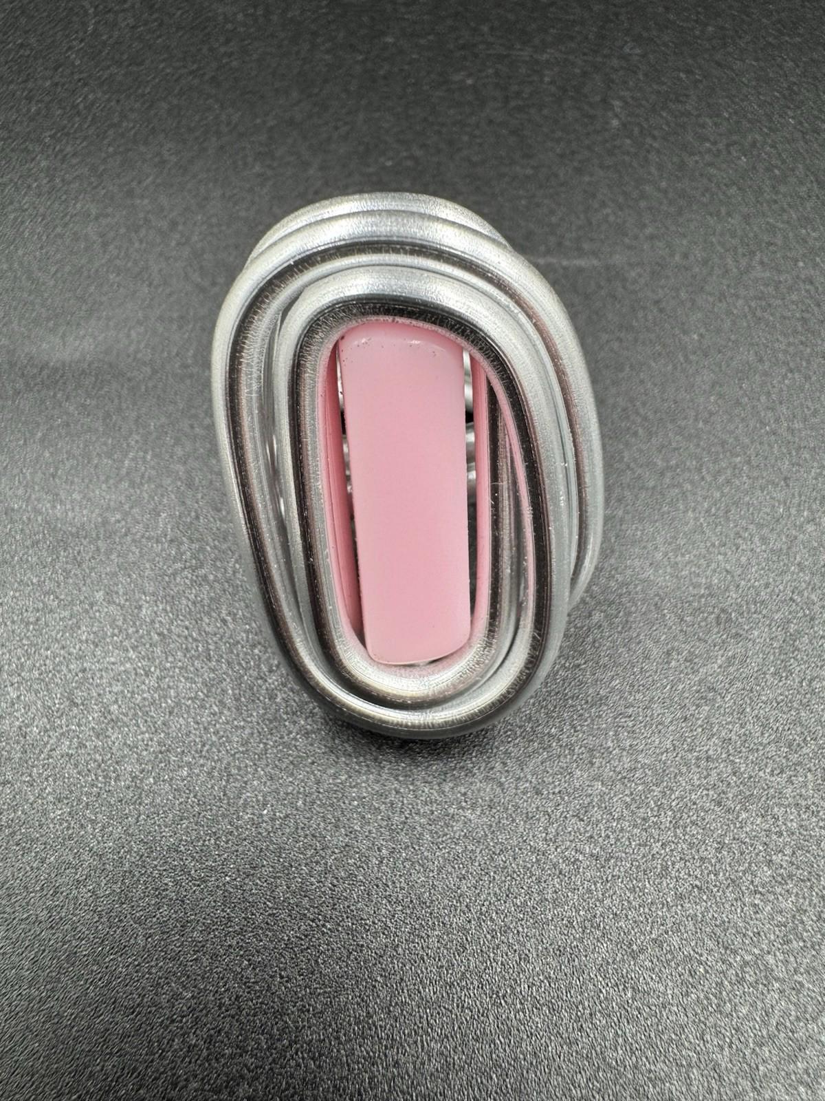 Handmade Bauhaus Inspired Aluminum Puzzle Ring Argentine Designer Pink Rectangle
