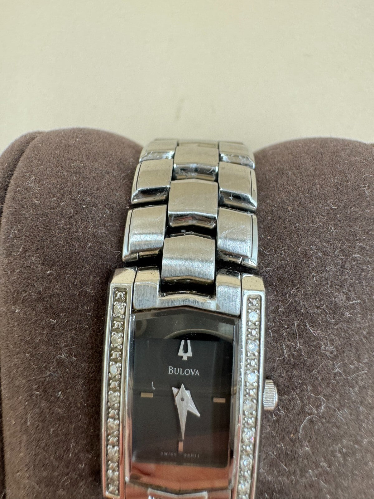 Bulova 96R11 Women's Swiss 14 Diamonds Stainless Steel Gray Dial Dress Watch VG+