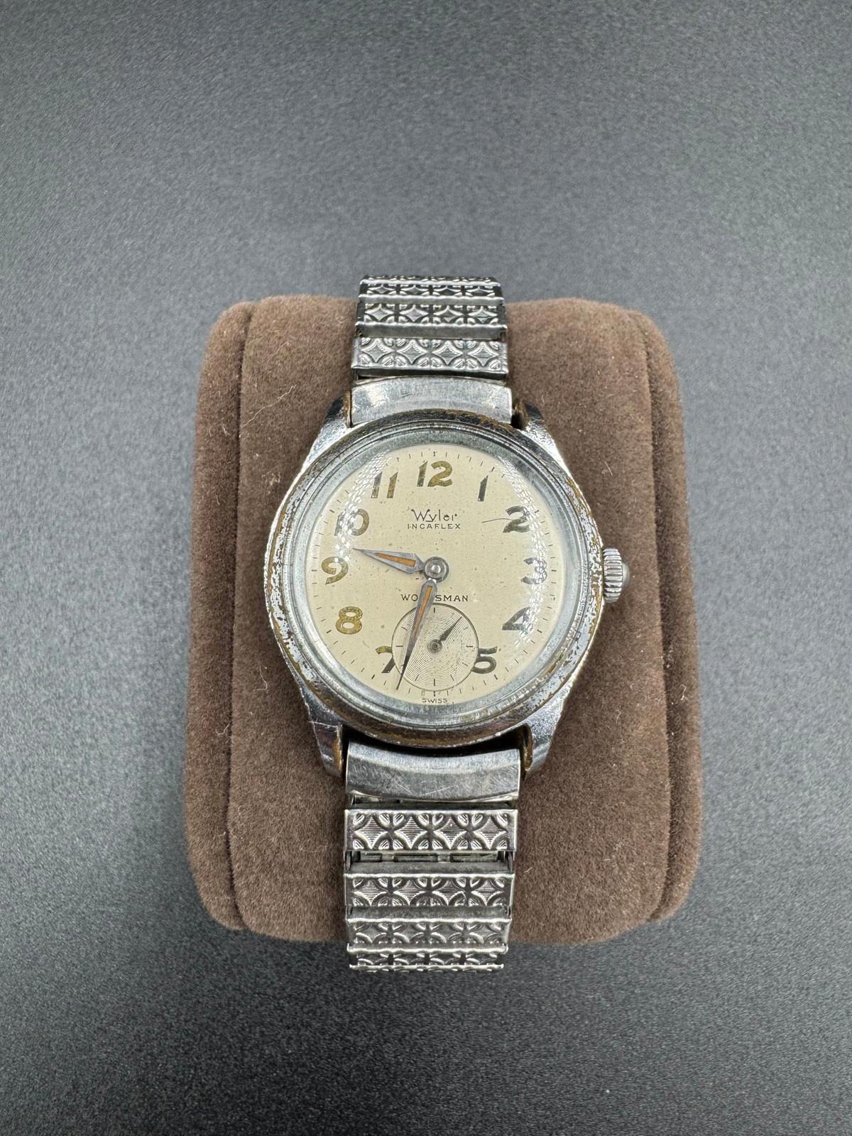 Vintage Wyler Incaflex Woodsman Swiss Manual Wind SubSeconds
