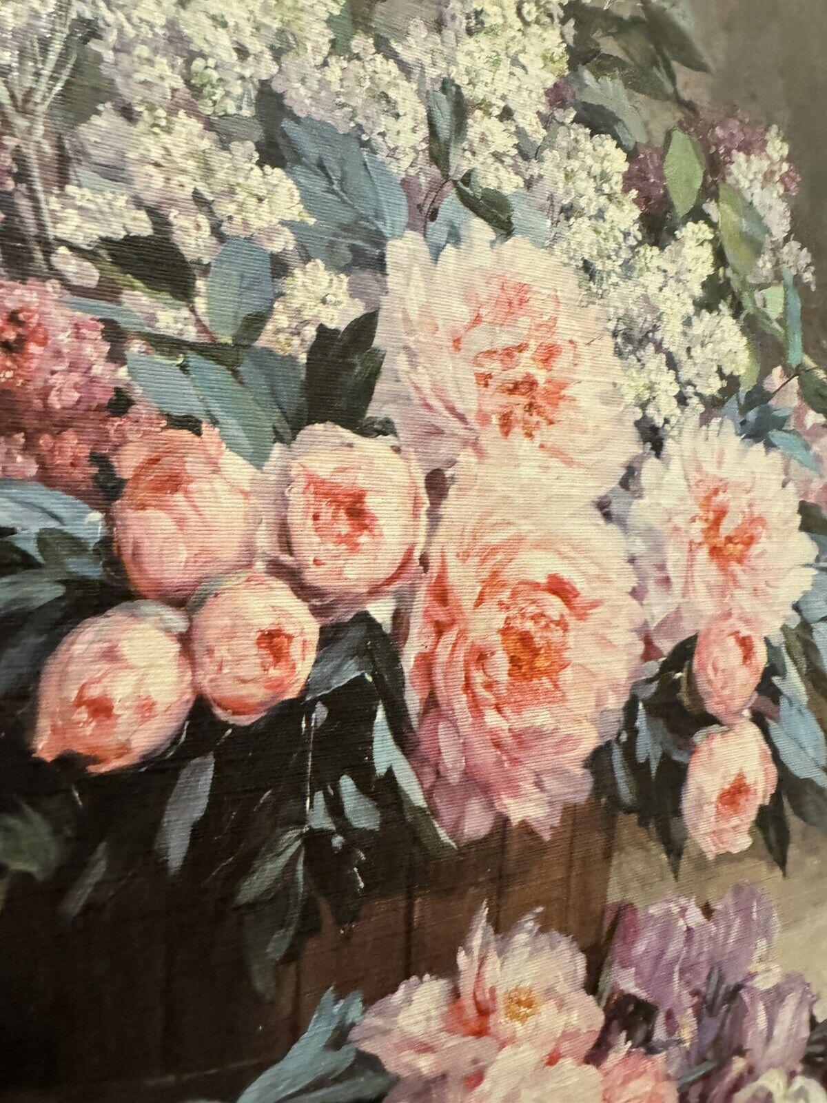 Pauline Casper’s Lilac and Peonies with Irises framed Art VG