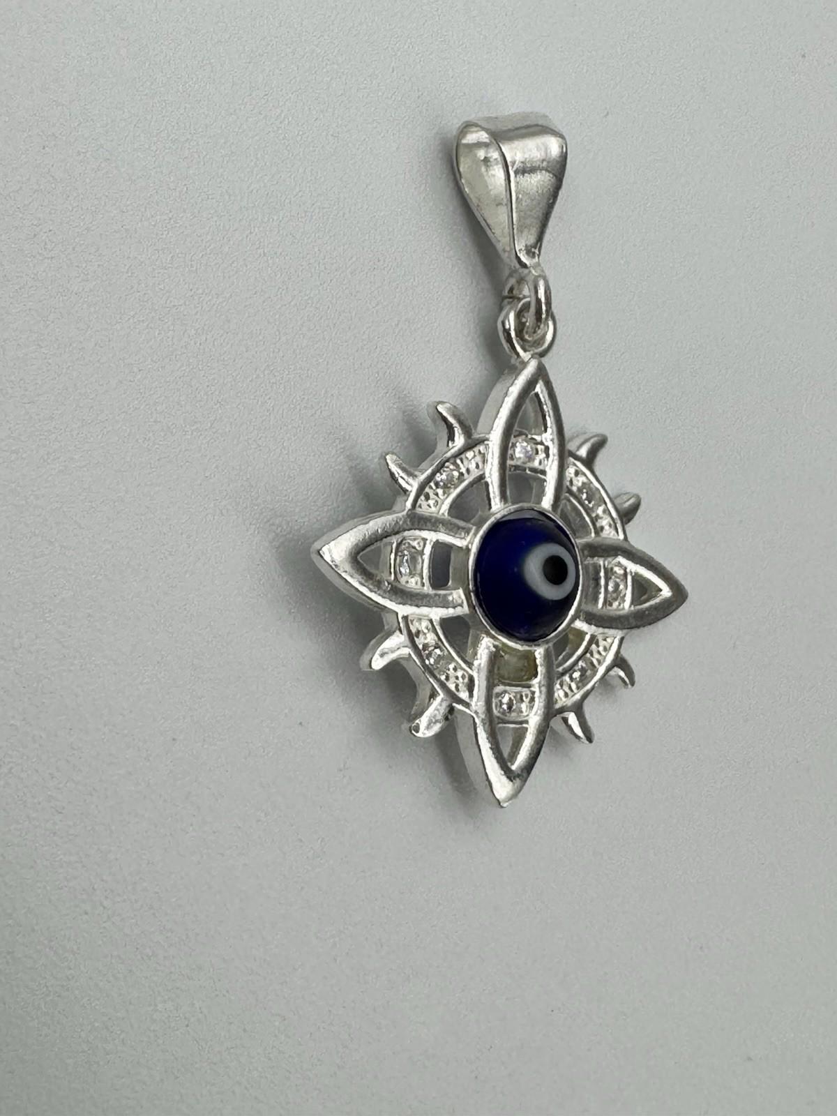 Mexico .925 Silver Evil Eye Starburst Pendant GA50925 w/ CZ