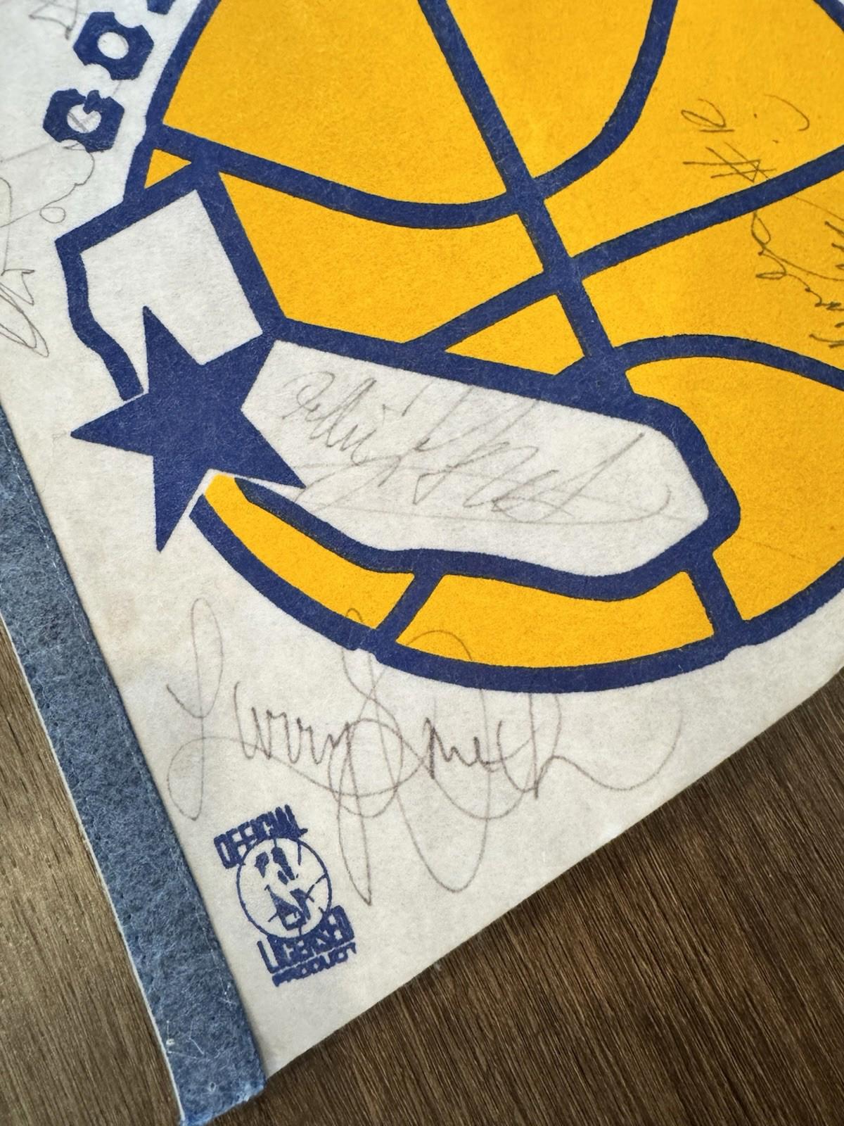 1988-89 Golden State Warriors Signed Pennant 7 Autos