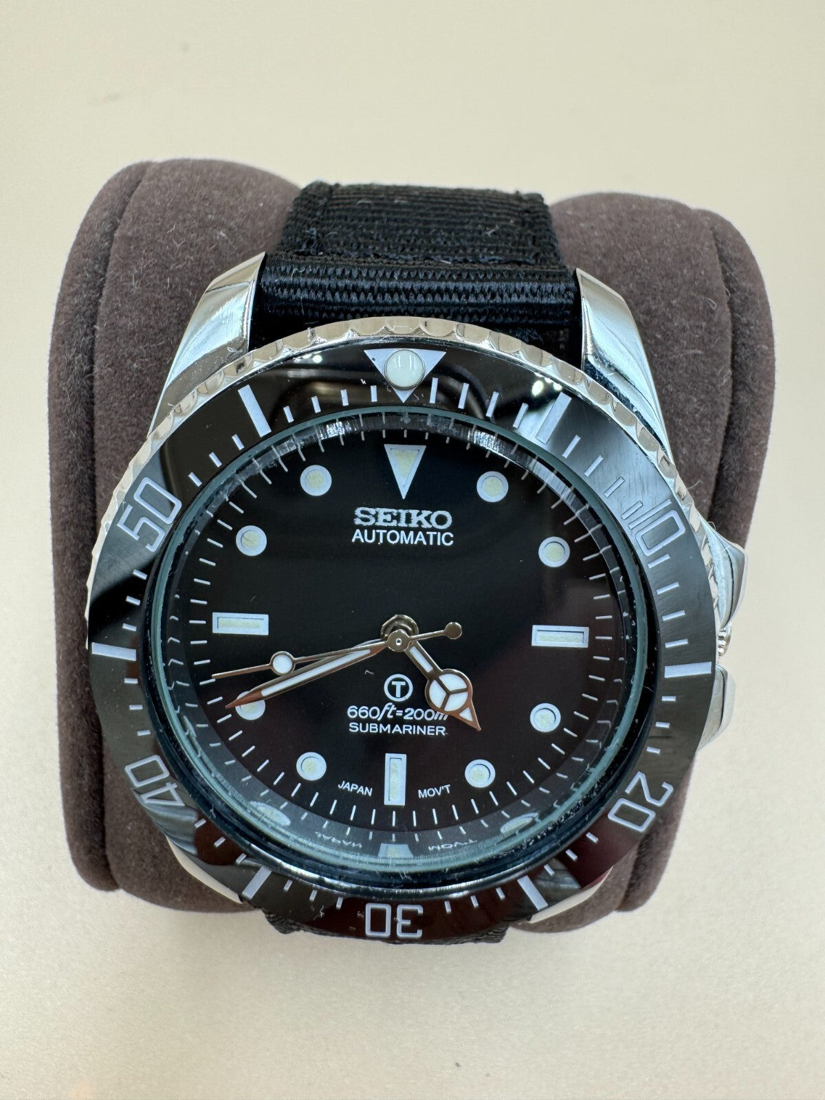 Seiko Mod Submariner Automatic 200m NATO Strap Black Dial Great Condition Japan