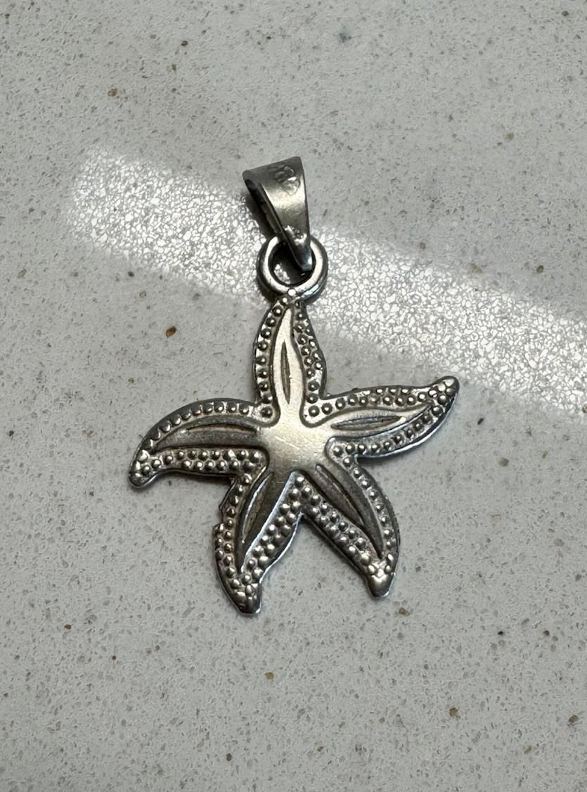 Sterling SilverTextured Starfish Design Mexican Pendant .925