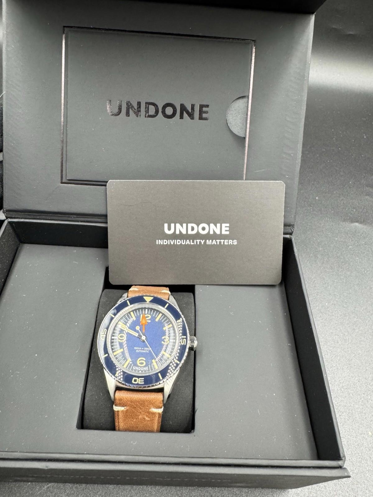 Undone Basecamp Classic Vintage Automatic Steel Blue Skin Men's Watch Brand New