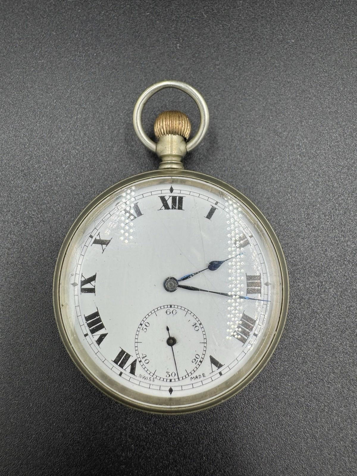 Swiss Pocket Watch Jewels Roman Numerals Cylinder Escapemen
