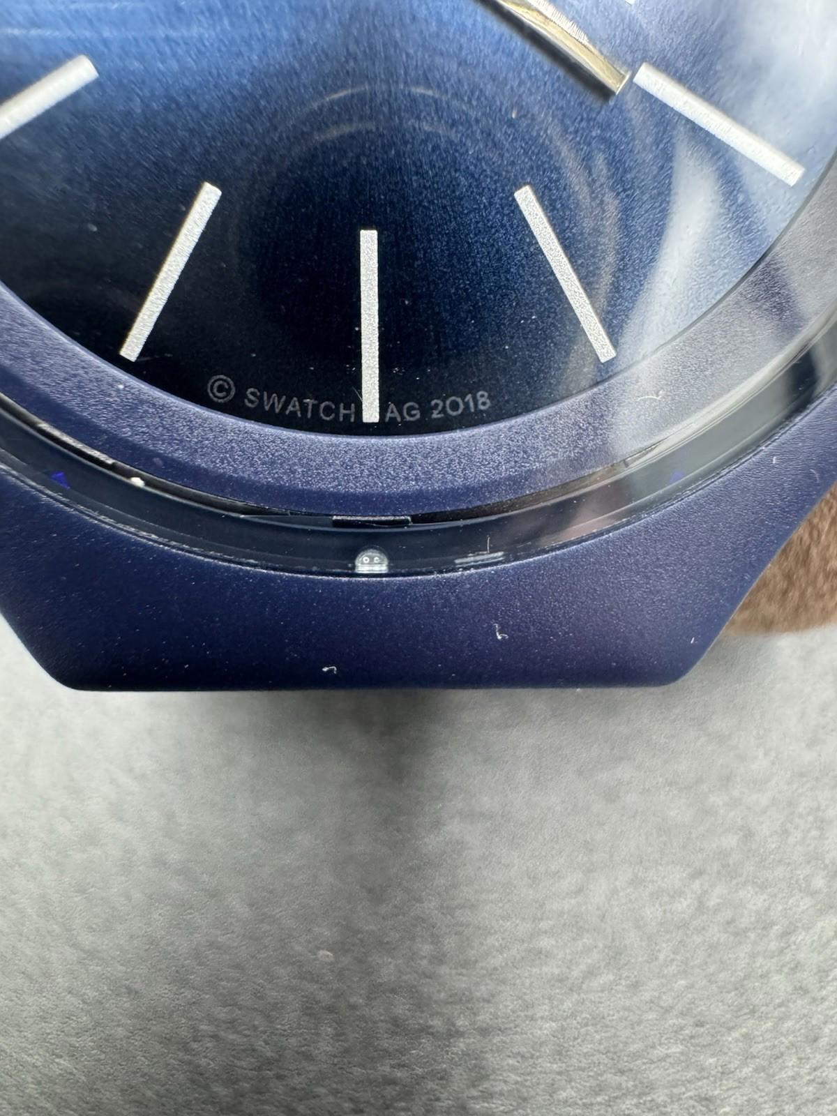 Swatch AG 2018 Blue Gent Quartz Watch New Battery Running Excellent Condition NM