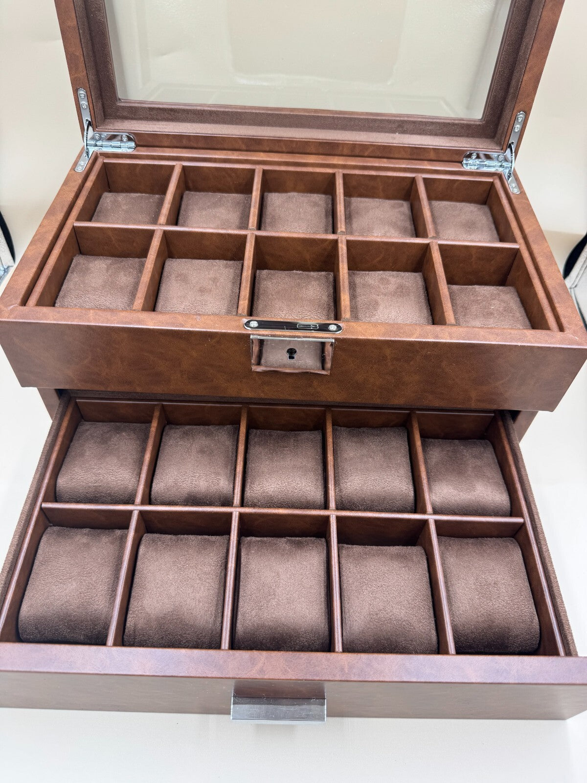 Rothwell 20 Slot Leather Watch Box Luxury Case Display Organizer - San Francisco