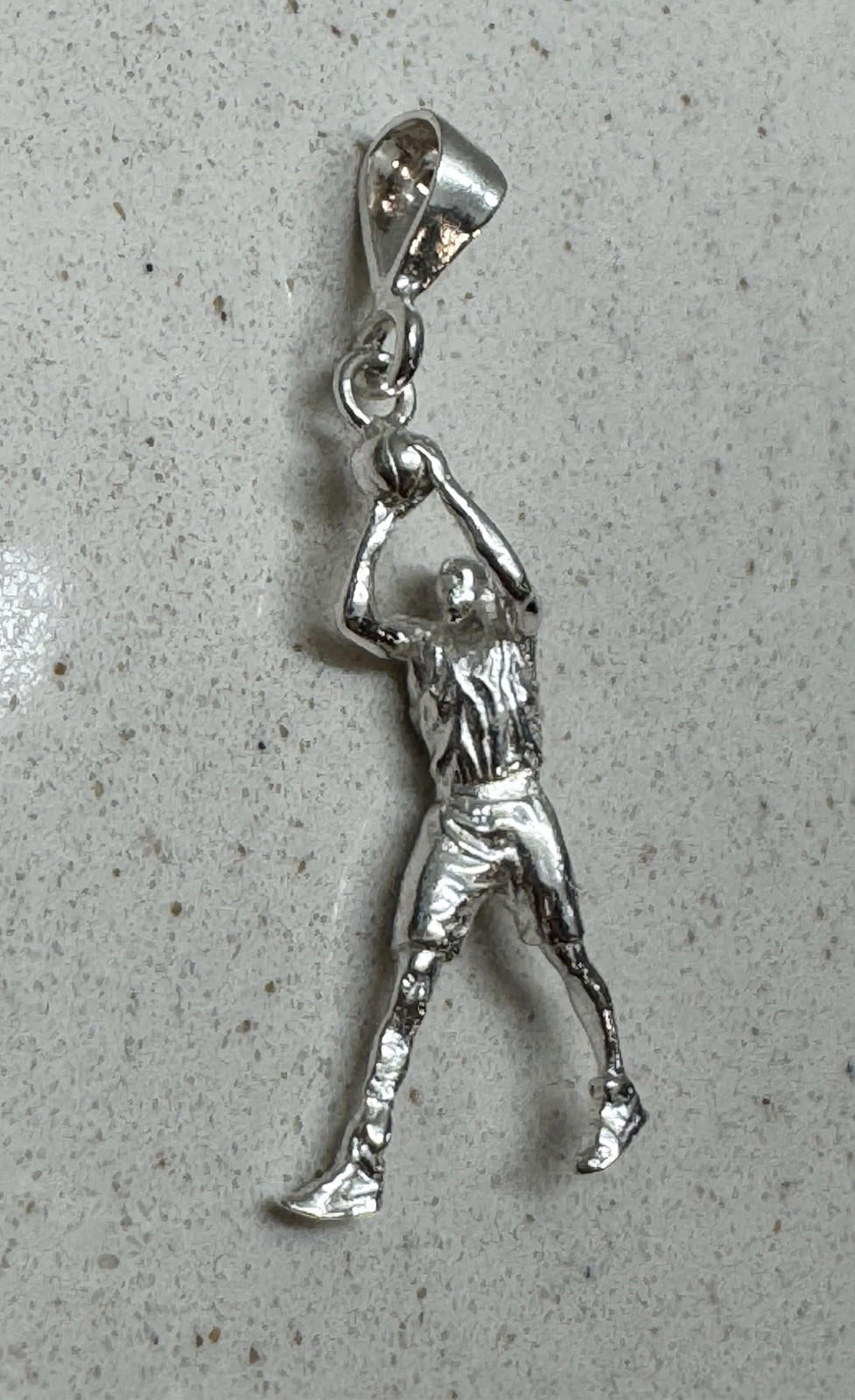 Basketball Player Shooter Solid .925 Casted Sterling Silver