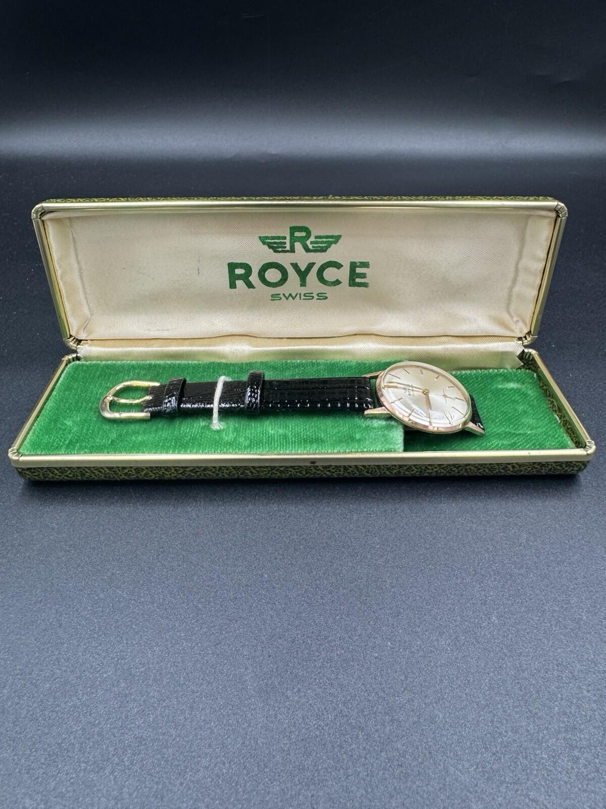 Vintage Royce 17 Jewels Automatic Watch Gold Case Swiss Made – Original Box Srvc