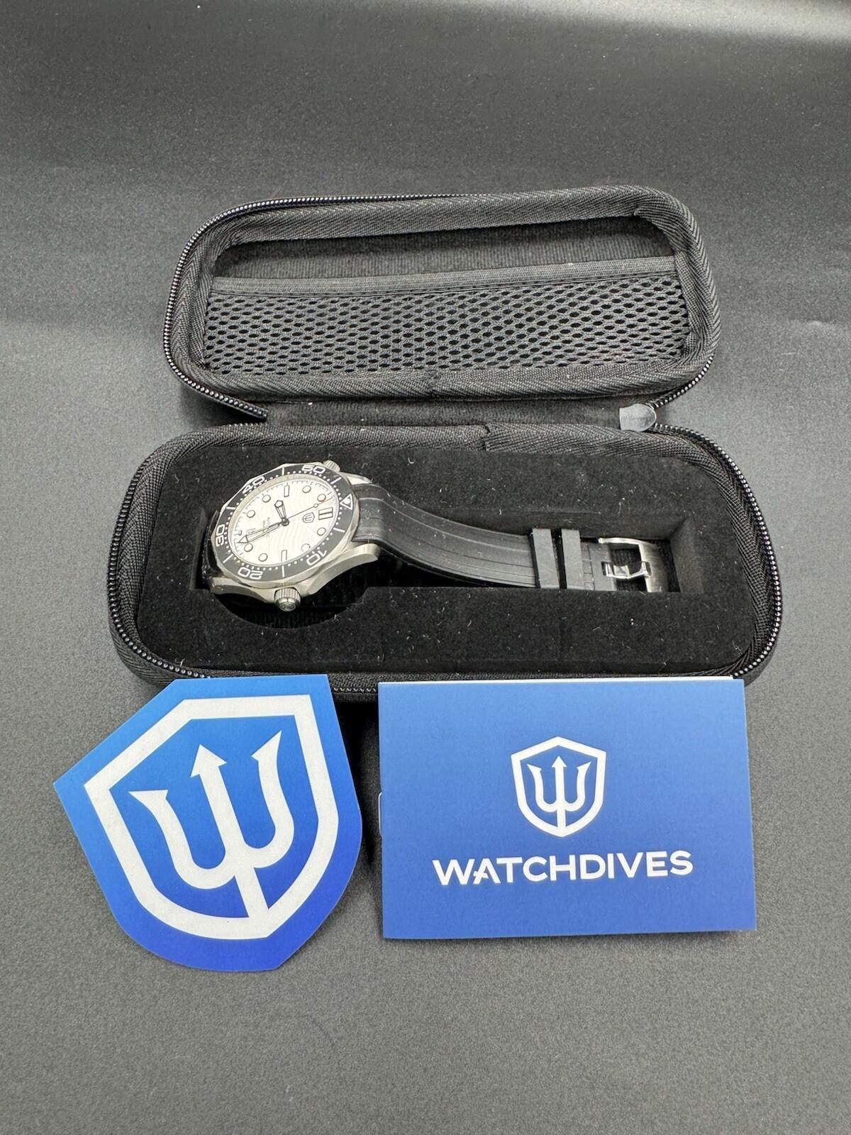 Watchdives WD007 39mm Titanium Dive Watch Men Auto White Date Sapphire Crystal M