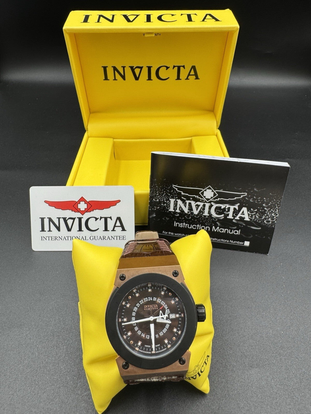 Men's Invicta Reserve Watch Brown Dial & Brown Leather Strap Model F0020 Russian
