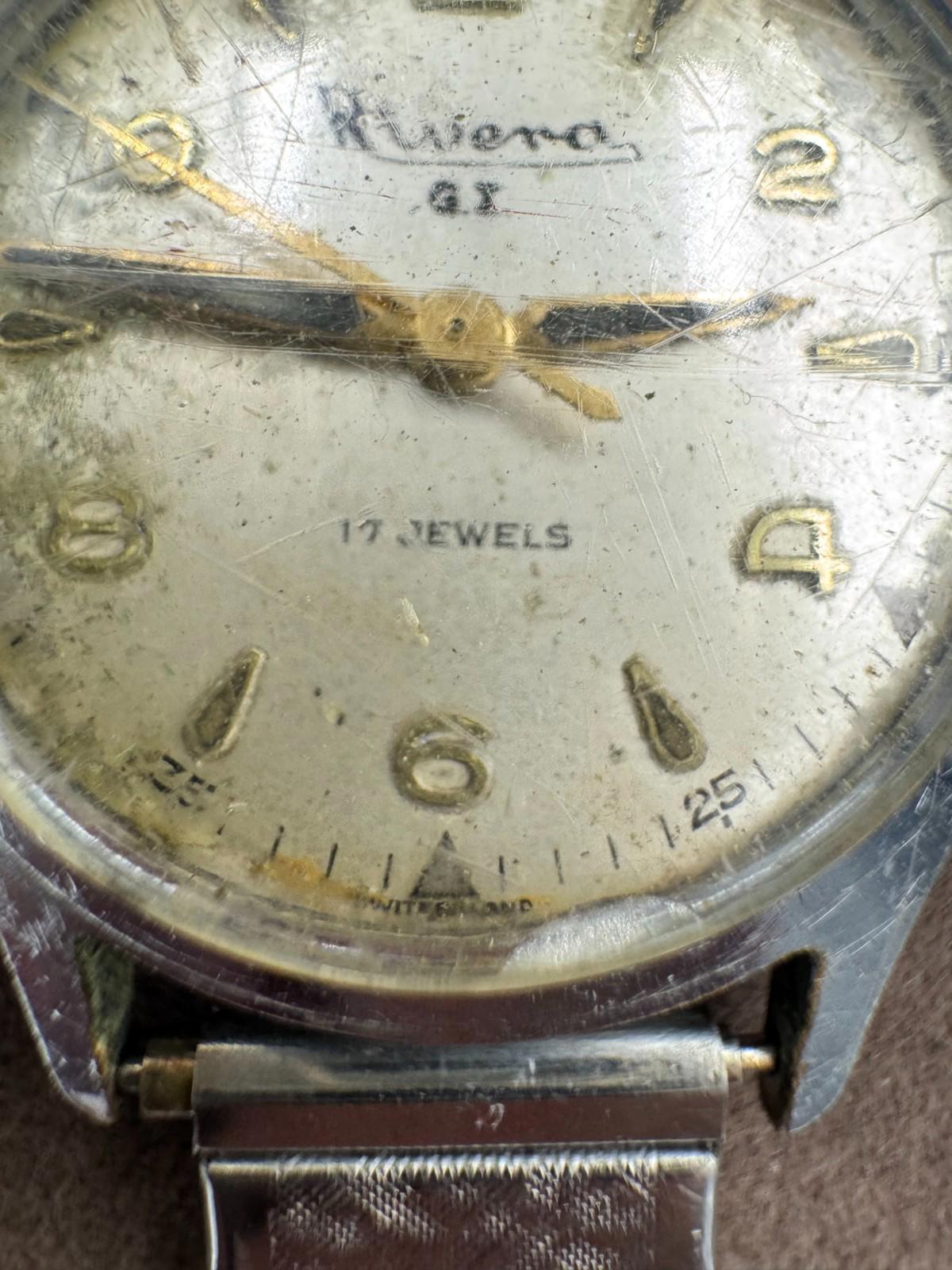 Vintage Riversa G.I. Swiss Watch 17 Jewels Selca Movement Incabloc Needs service