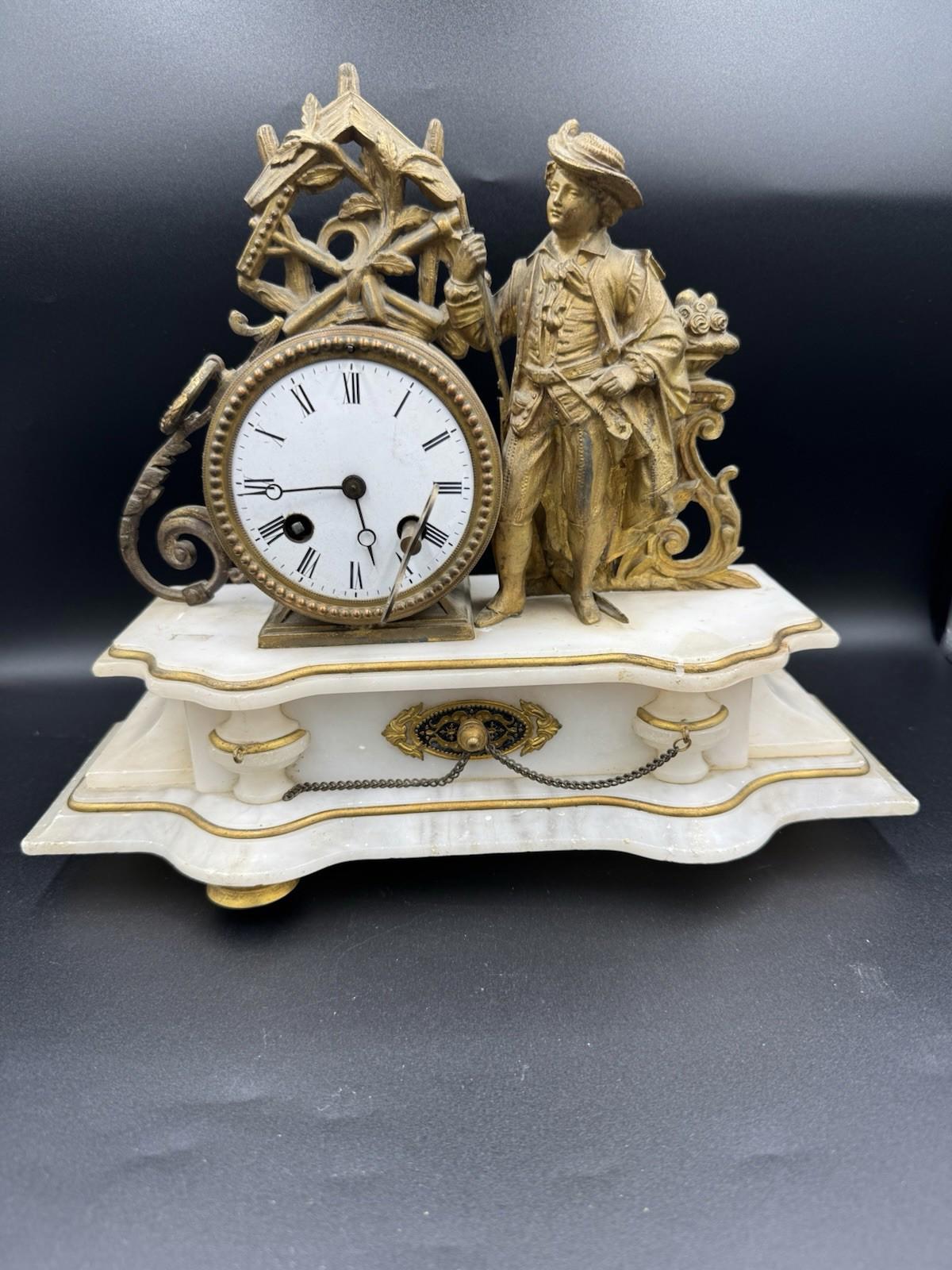 Antique Japy Freres Figural Musketeer Mantel Clock H. Molle