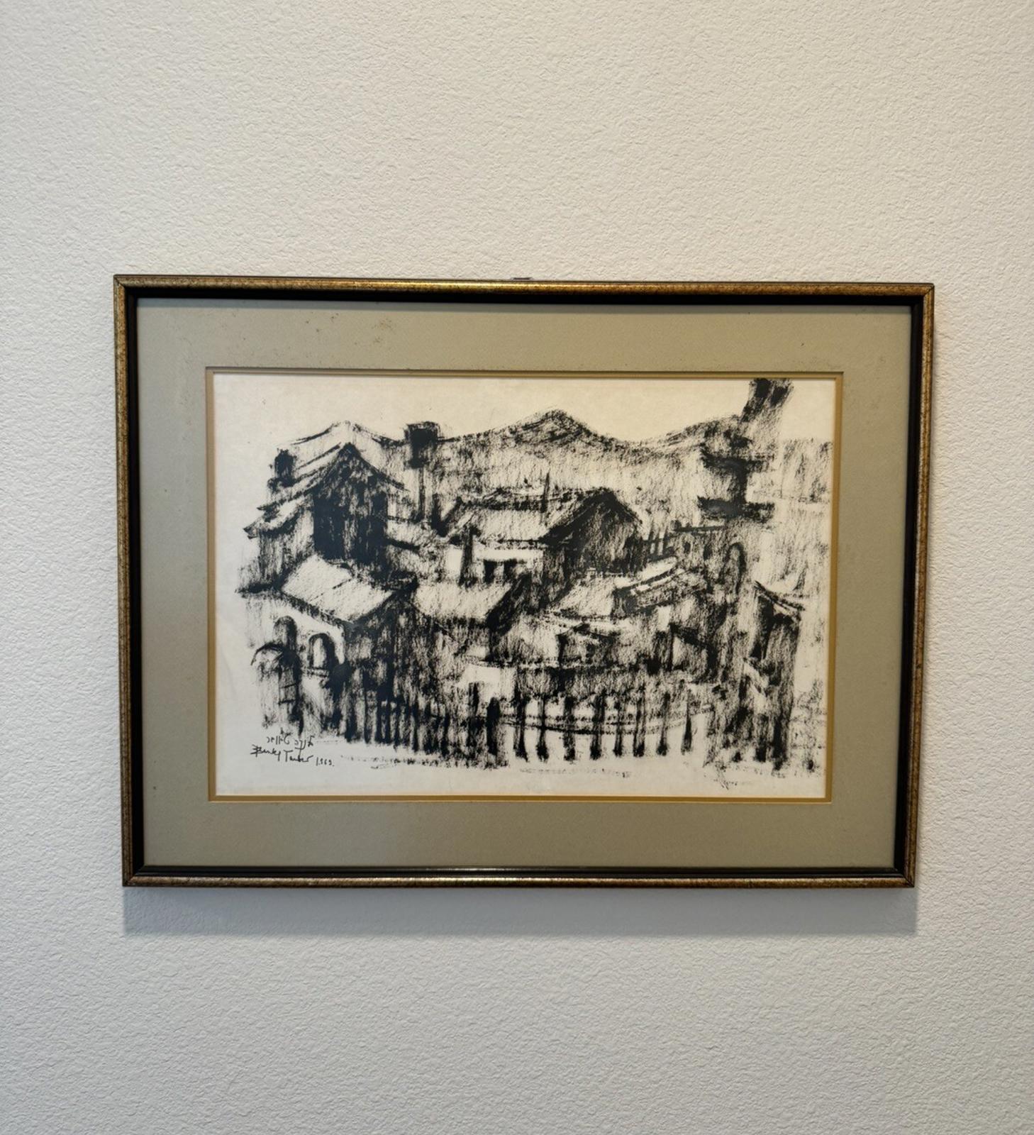 Blanka Tauber - Pastel on Paper City of Safed Houses 1969
