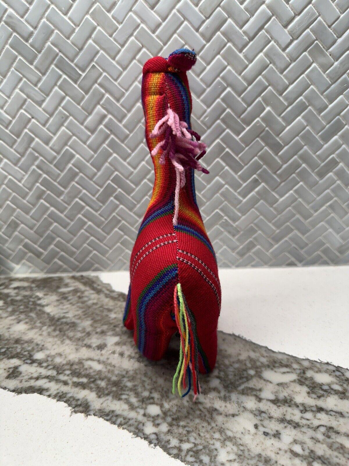 Handmade Guatemalen / Salvadorian Stuffed Llama Toy Striped