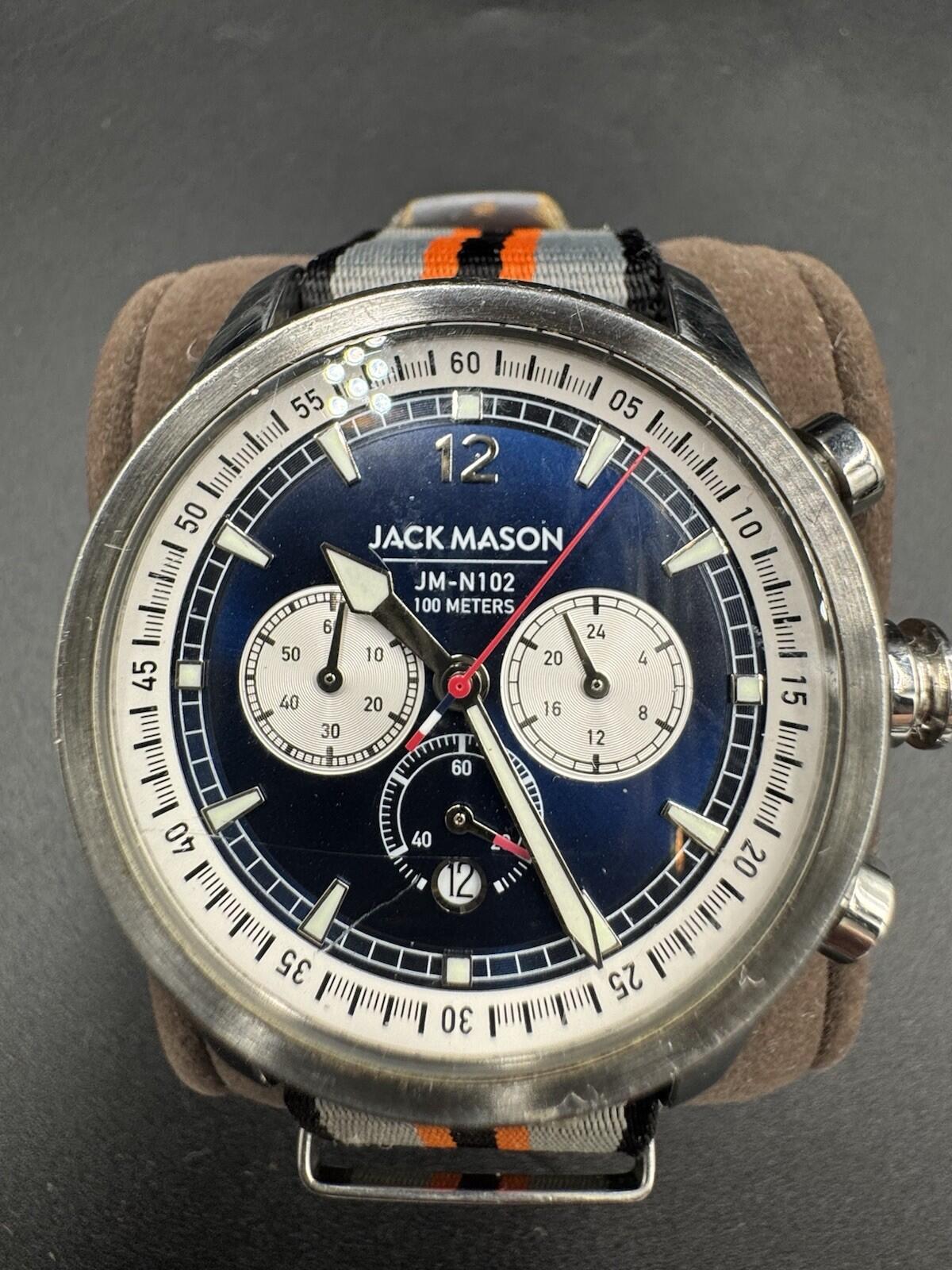Jack Mason JM-N102-027 Watch Mens 42mm Blue Dial Chronograph Date w/ Nylon Strap