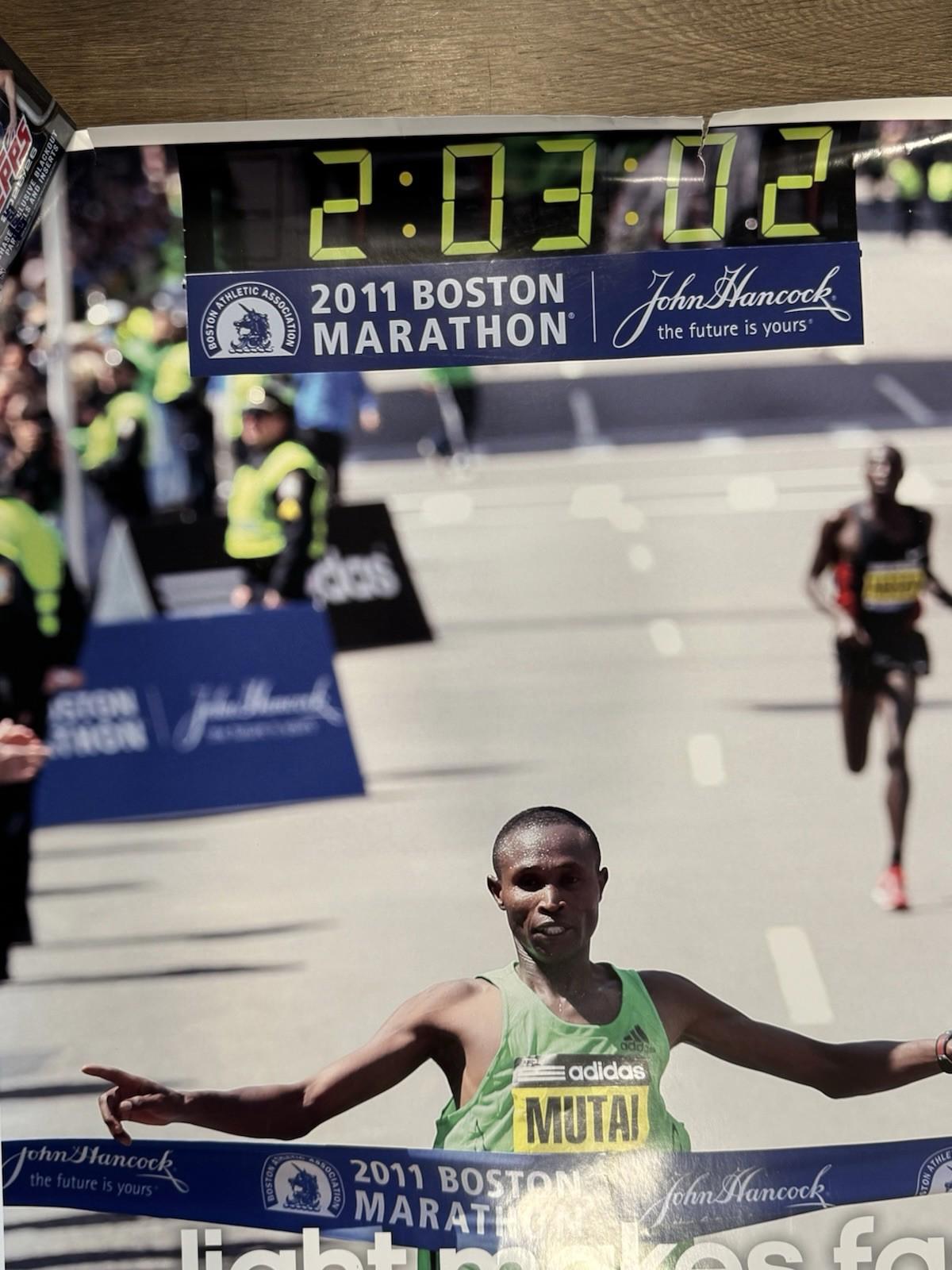 Adidas Geoffrey Mutai 2011 Boston Marathon Winner Poster 24x36 Kenyan Rare Fast