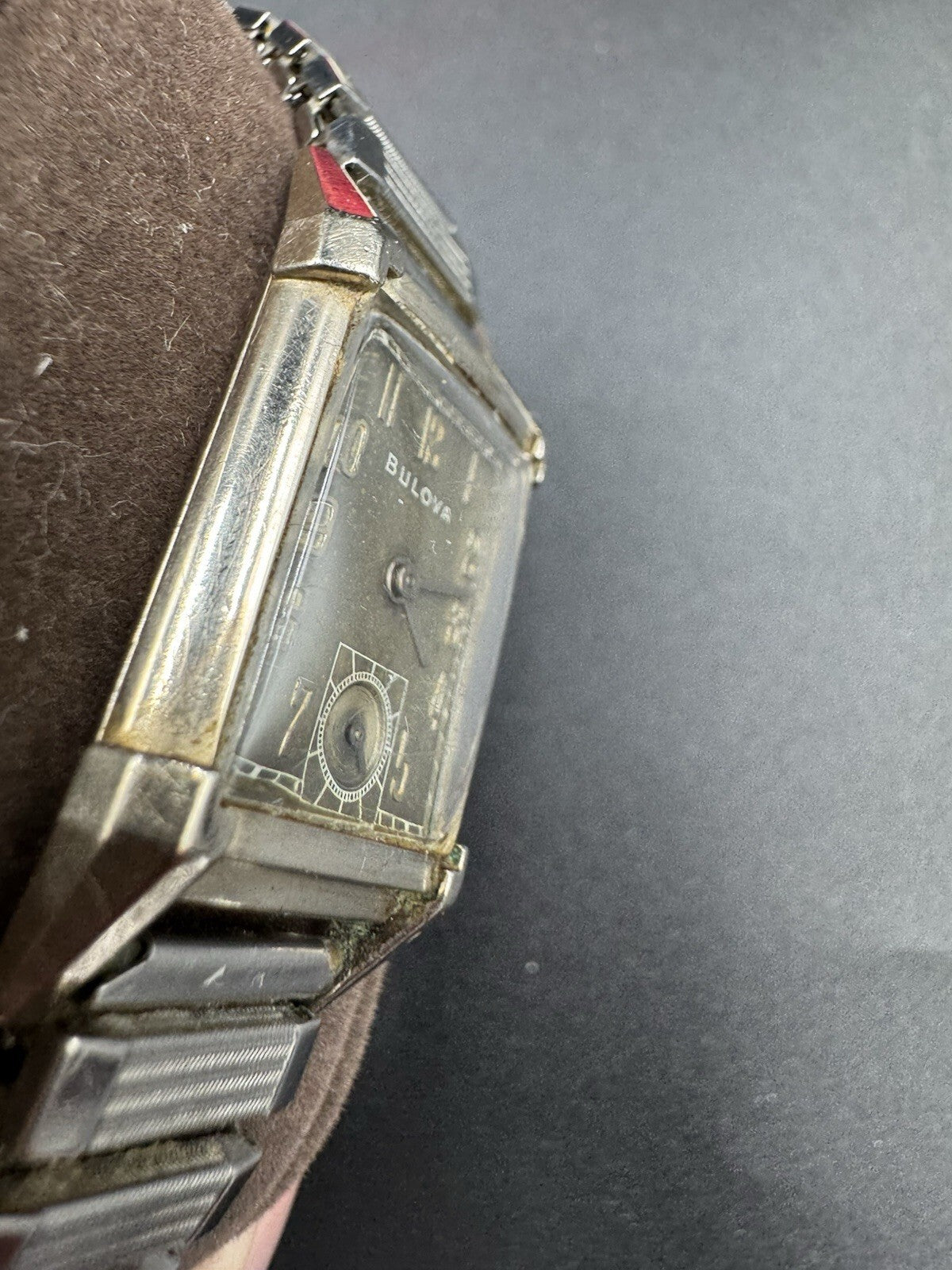 Vintage 1940s Bulova Fifth Avenue Tank Watch 10K Gold Filled Tropical Dial Box E