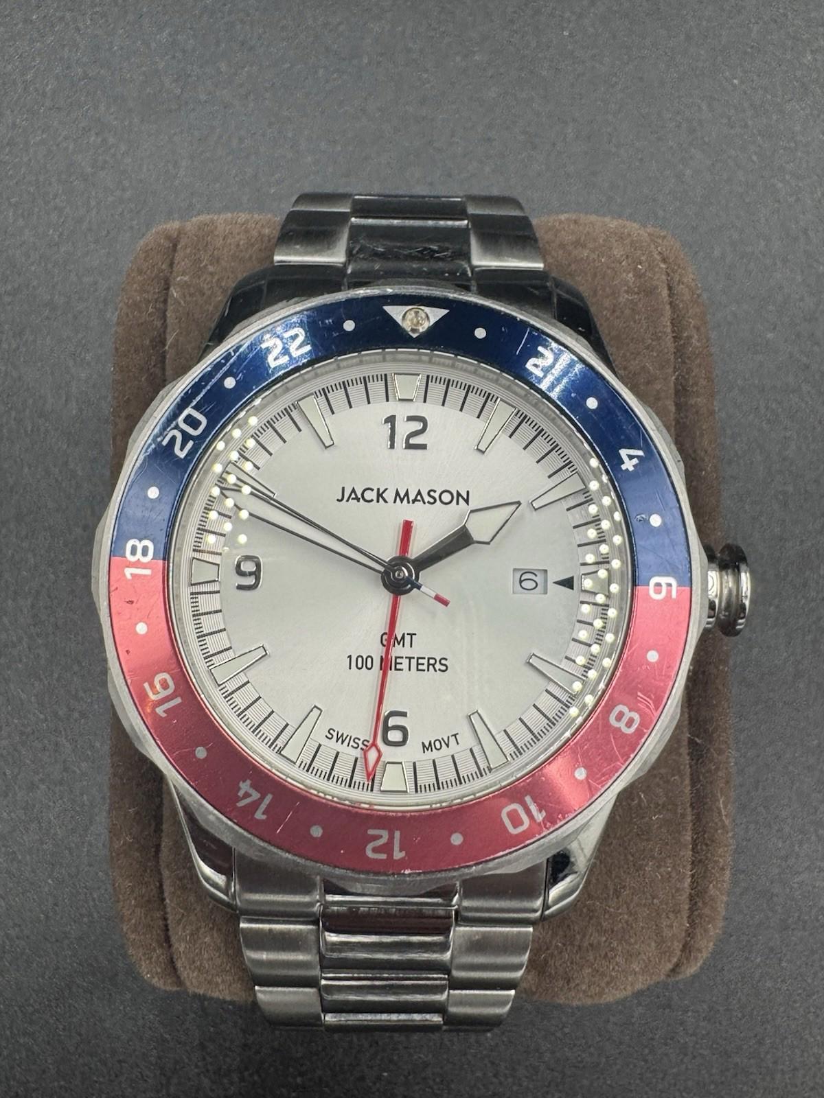 Sleek Jack Mason Halyard GMT Pepsi Blue Red Bezel | Link Steel Bracelet  | 42mm