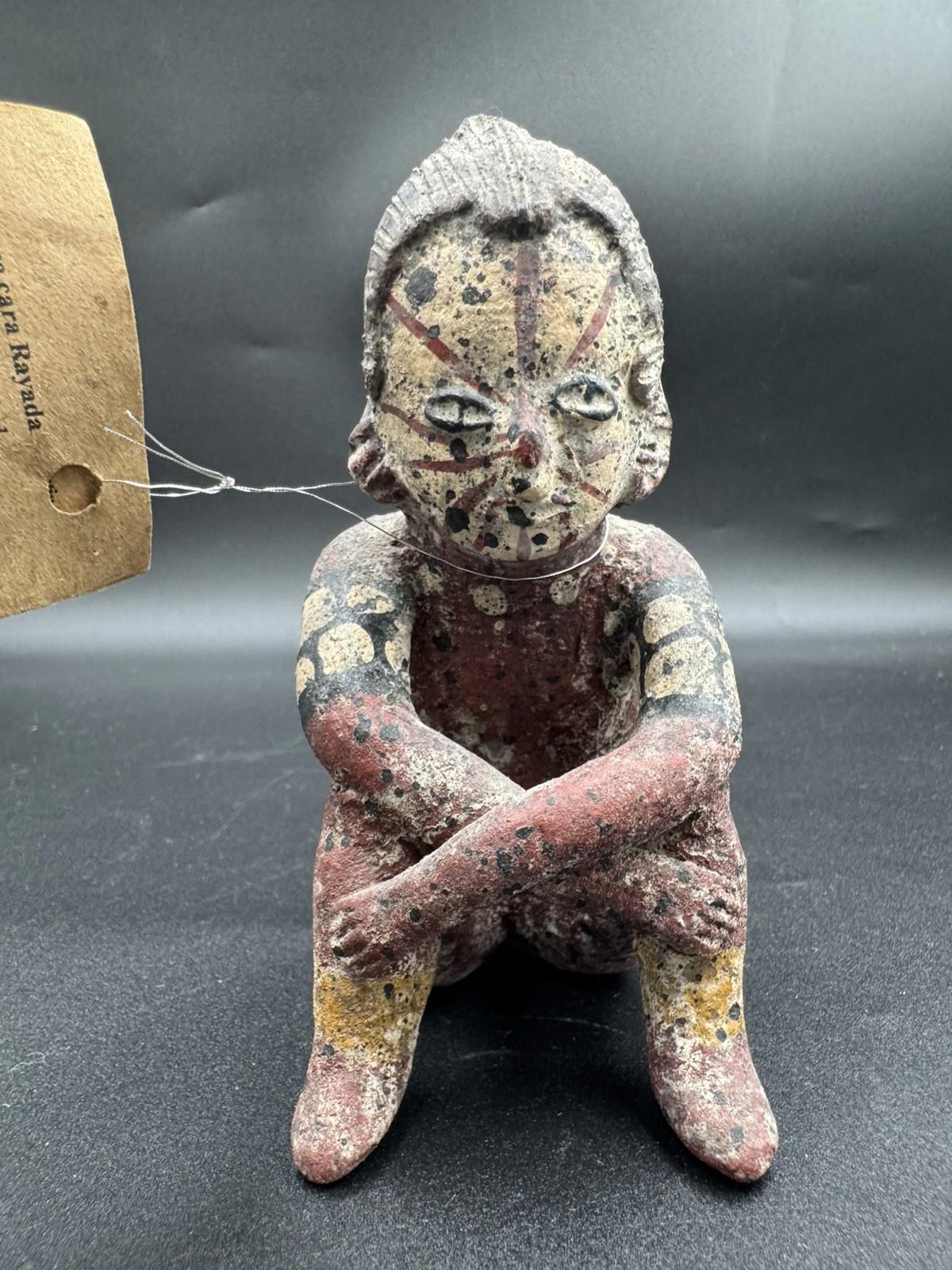 Vintage Pre-Columbian Chinesco Cara Rayada Terracotta Figurine Replica Mexico