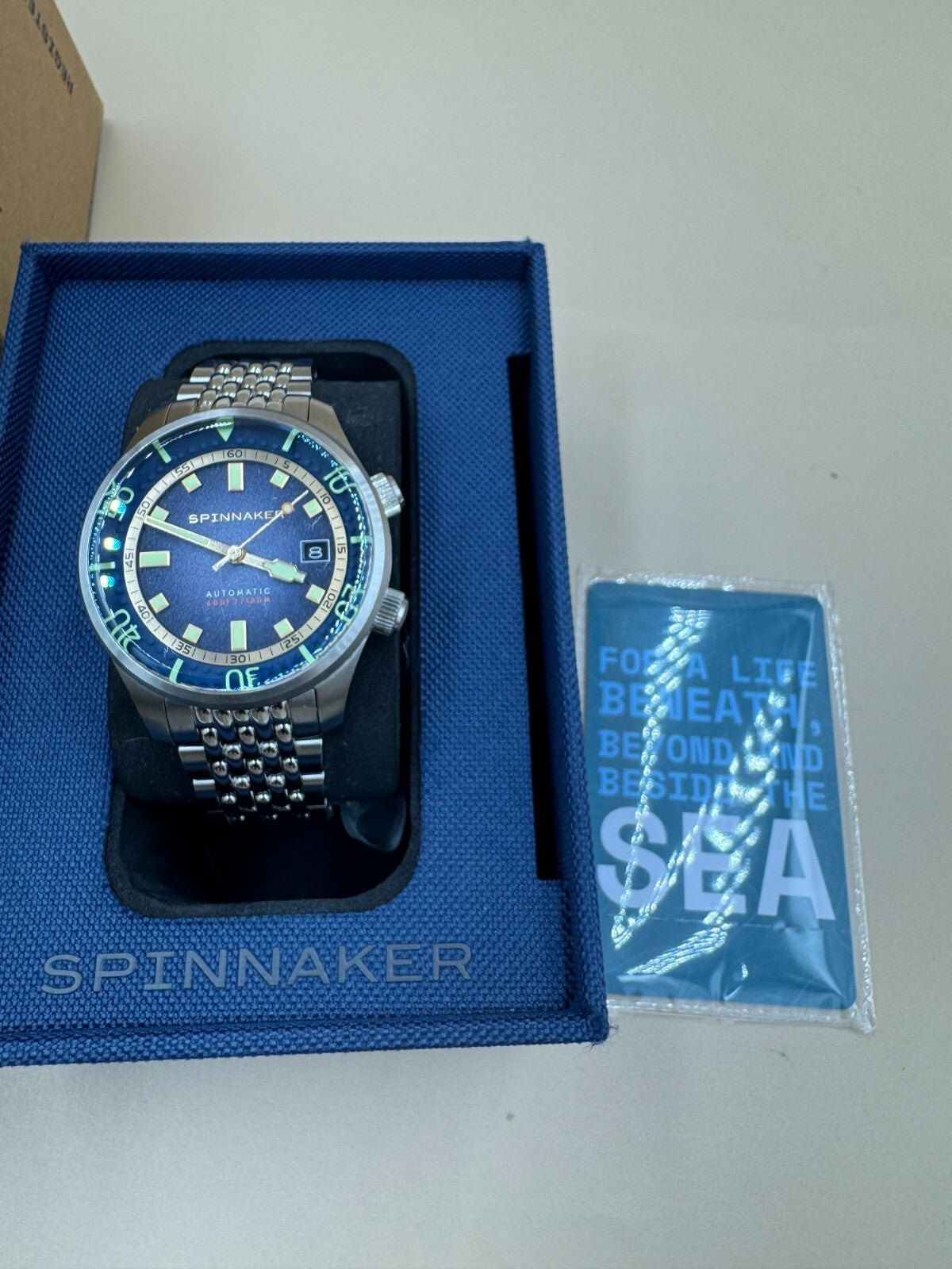 Spinnaker Bradner SP-5062-22 Pacific Blue Men's Automatic Dive Watch Box &Papers