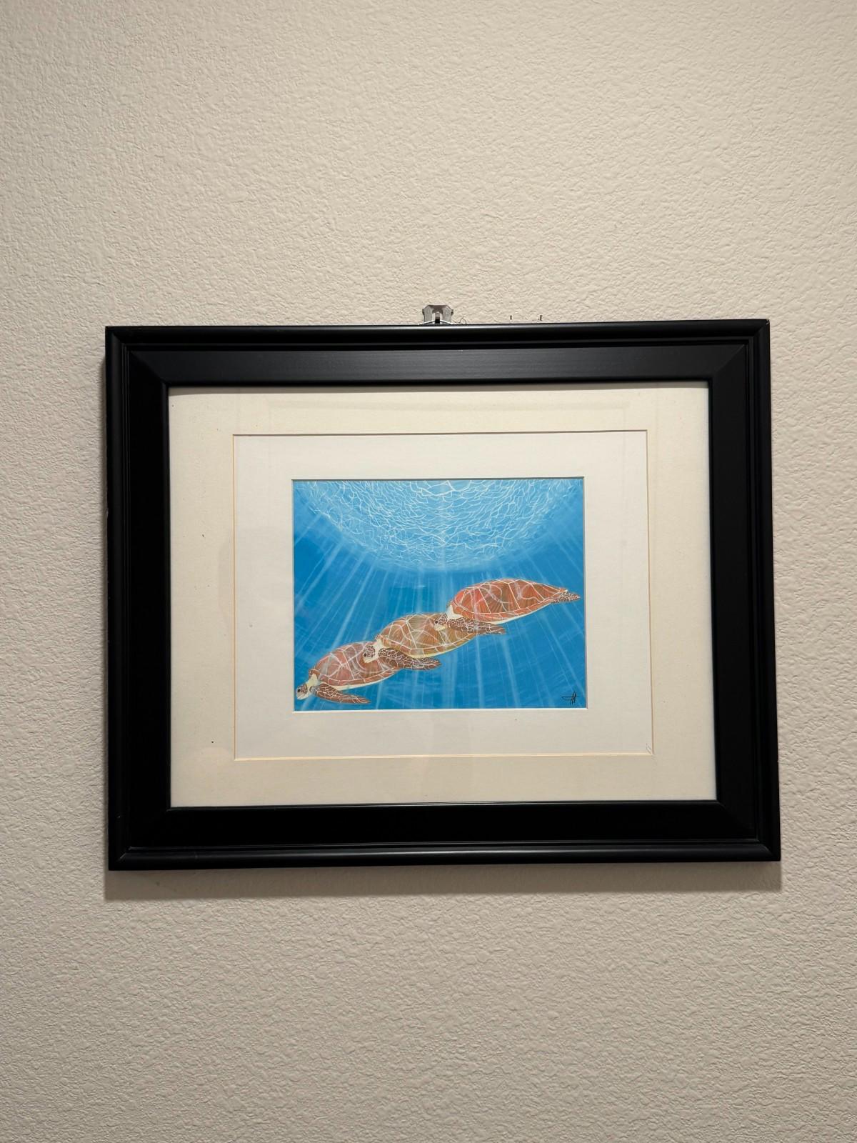 Scott Wright La Jolla Framed Sea Turtles Underwater Art Print Framed - Bird Rock