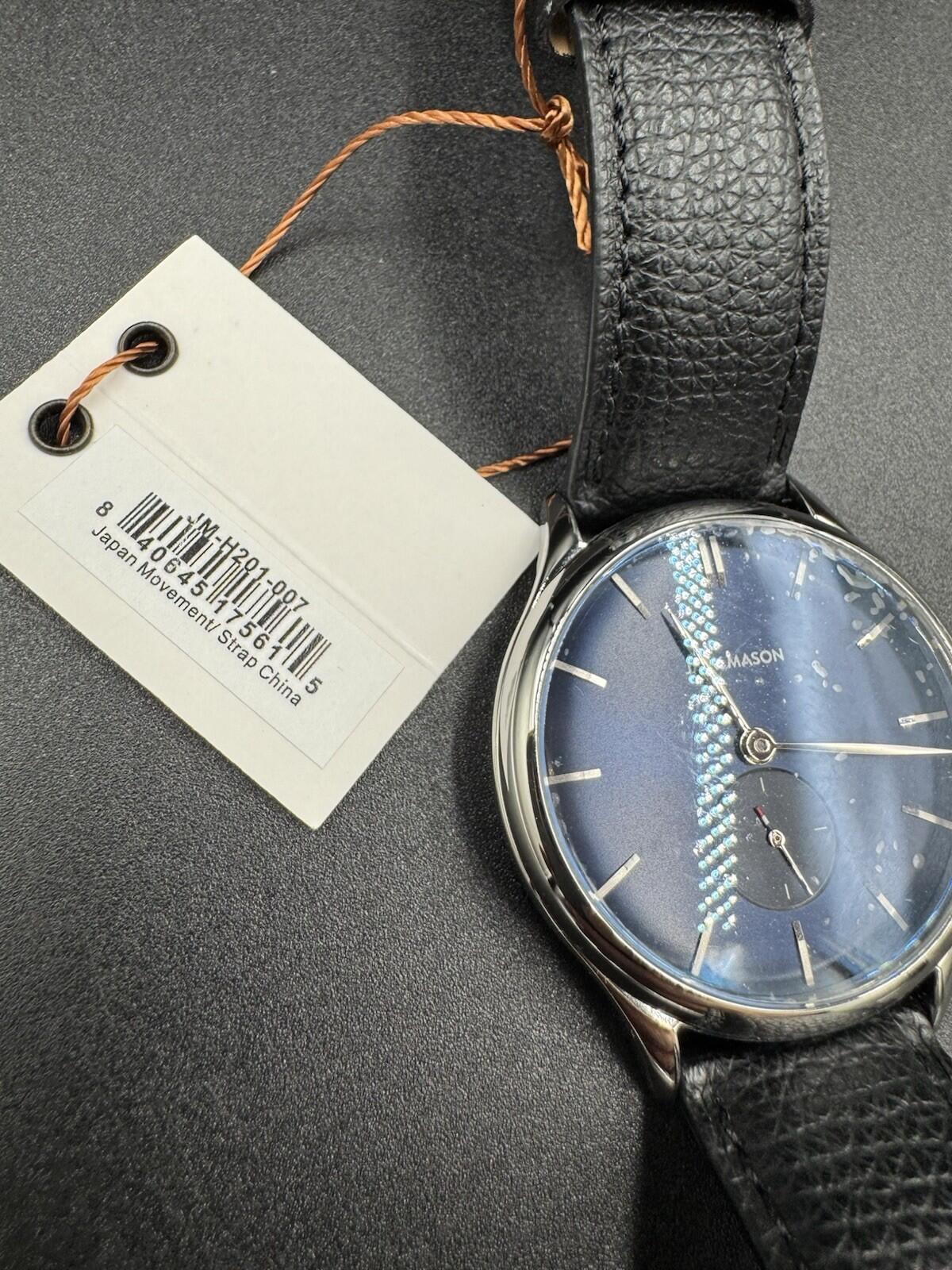 Jack Mason Ellum Watch Naby Blue Black Leather JM-H201-007 Brand New Rare 10ATM