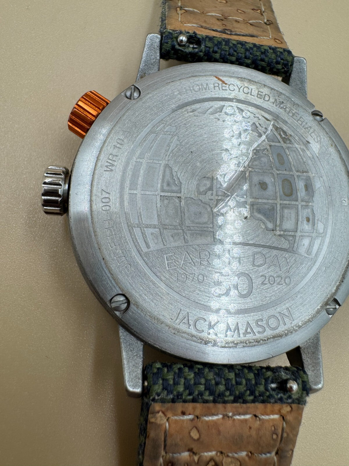 Jack Mason Solar Watch JM-F111-007 Green Dial Men's Stainless 50th Earth Day 100
