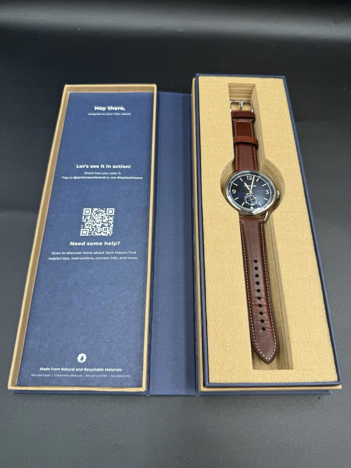 Jack Mason JM-A601-003 Avigator 3 Hand - 45mm Warm Grey Dial Brown Leather Band