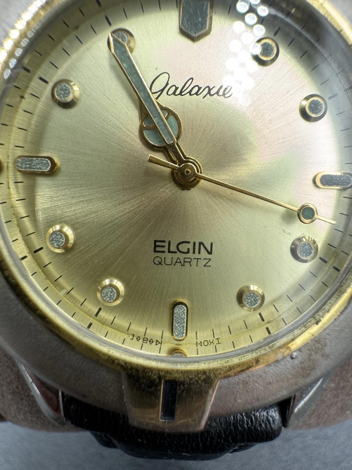 Vintage Galaxie by Elgin Quartz Two Tone Men's Wristwatch GE213 New Battery VG+