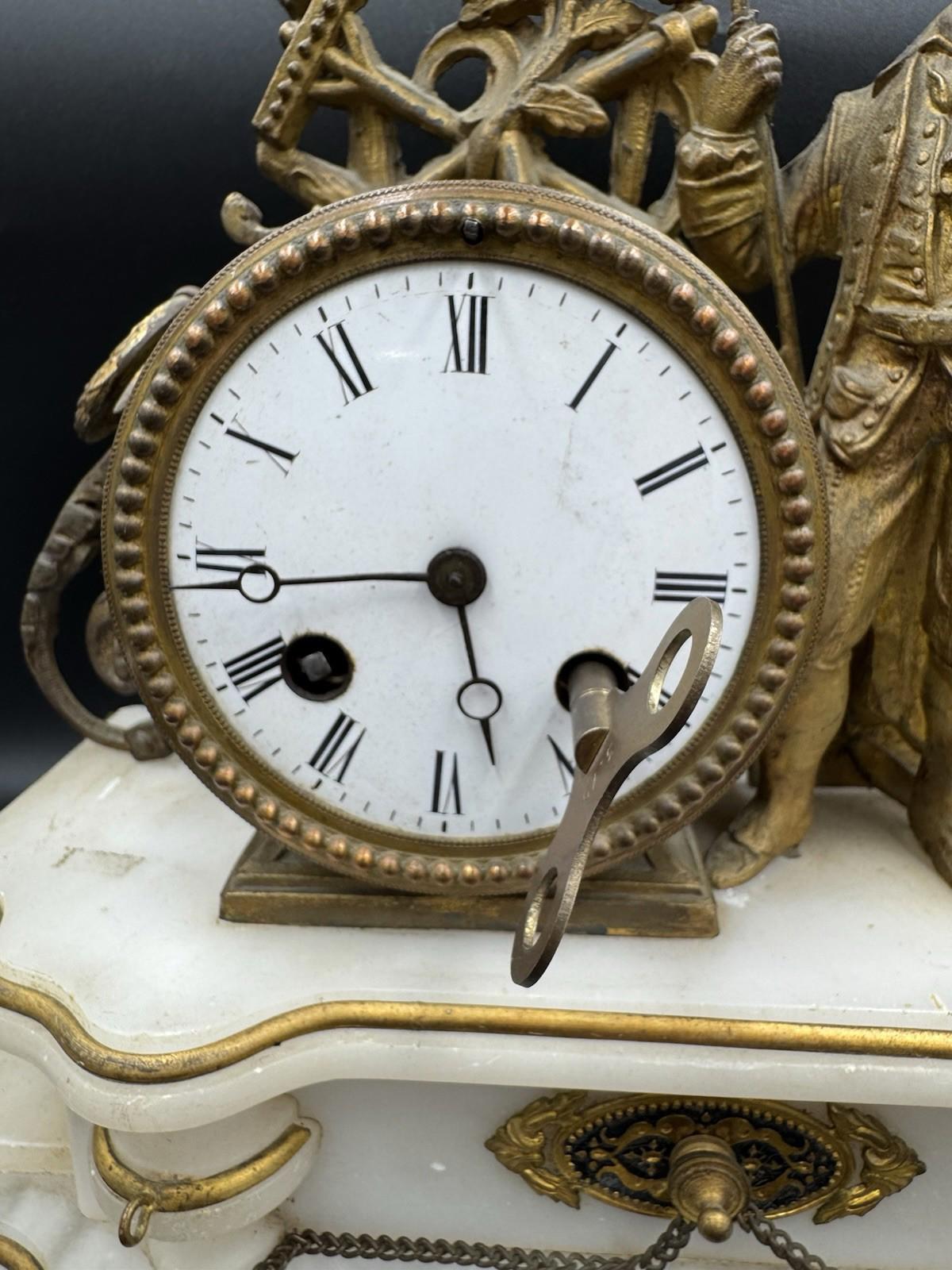 Antique Japy Freres Figural Musketeer Mantel Clock H. Molle