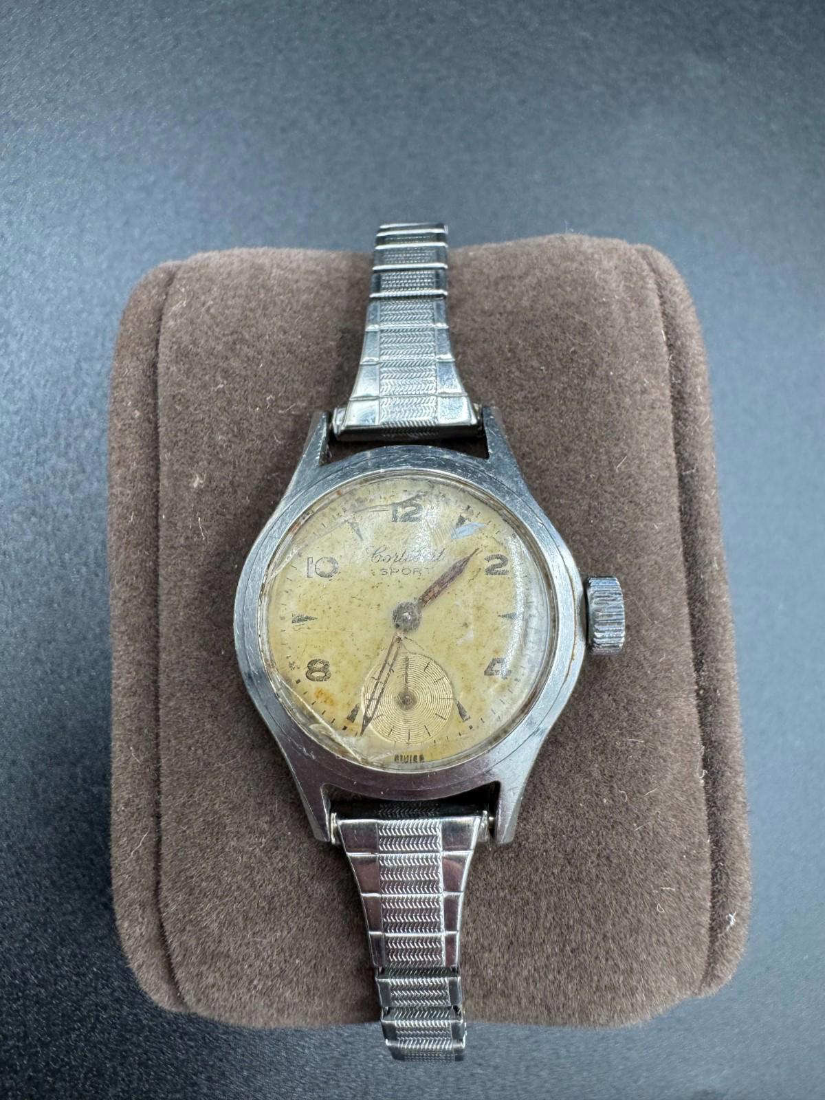 Vintage Cortebert Sport Swiss Watch 15 Jewels Manual Wind Tropical Dial Not Work