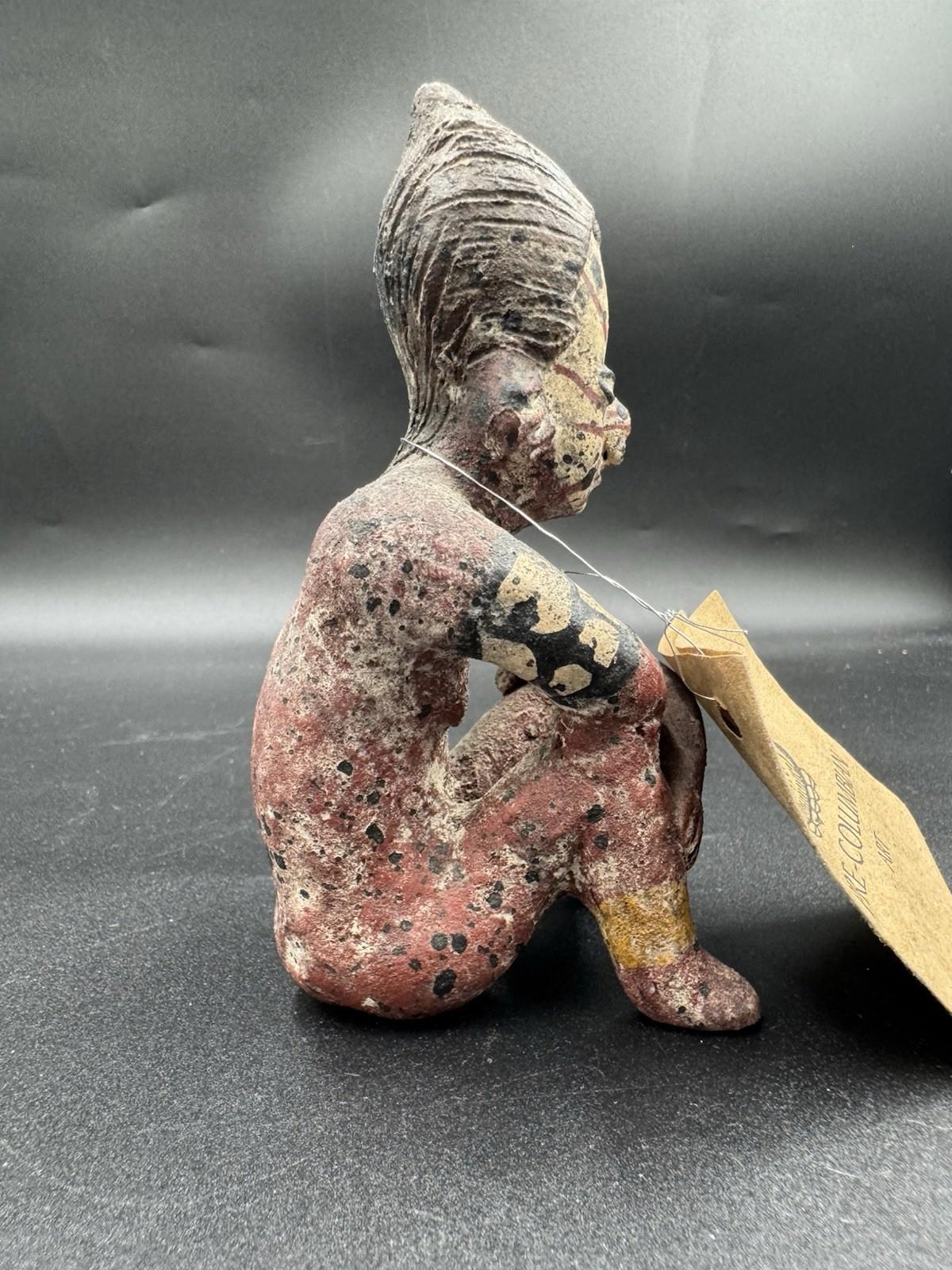 Vintage Pre-Columbian Chinesco Cara Rayada Terracotta Figurine Replica Mexico