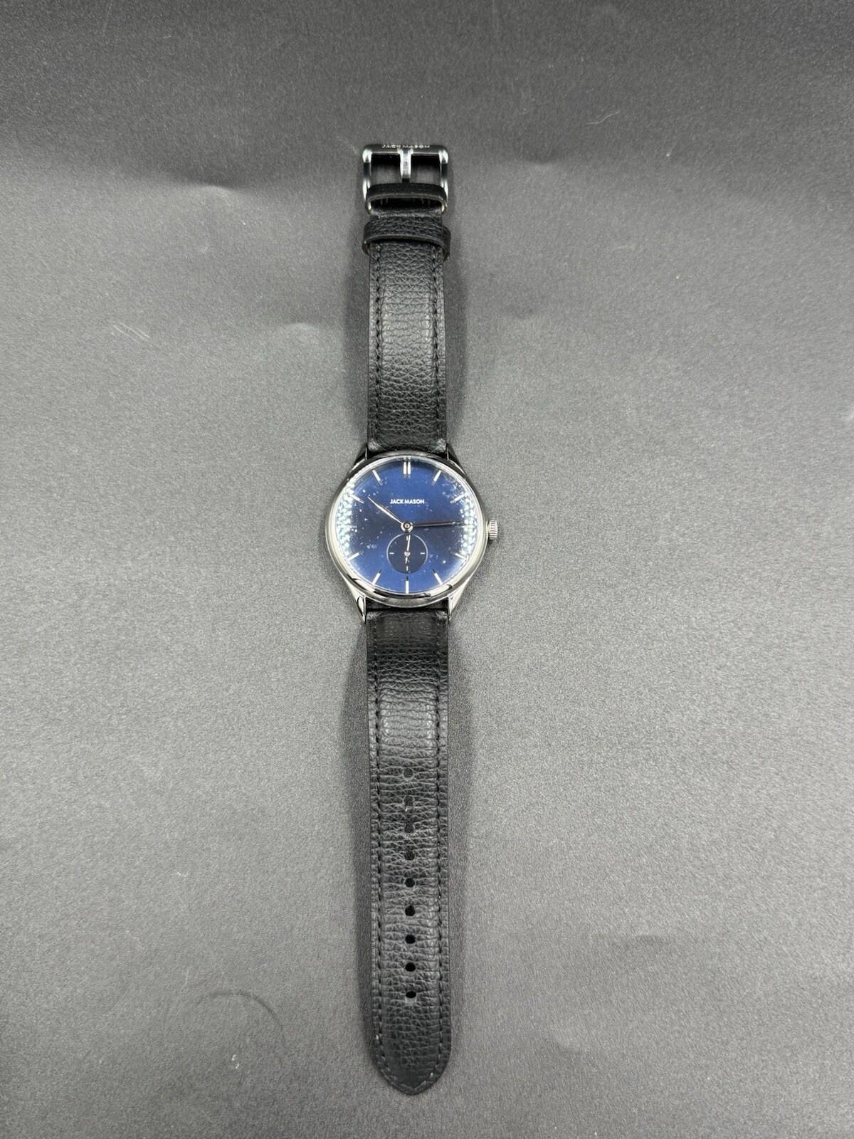 Jack Mason Ellum Watch Naby Blue Black Leather JM-H201-007 Brand New Rare 10ATM