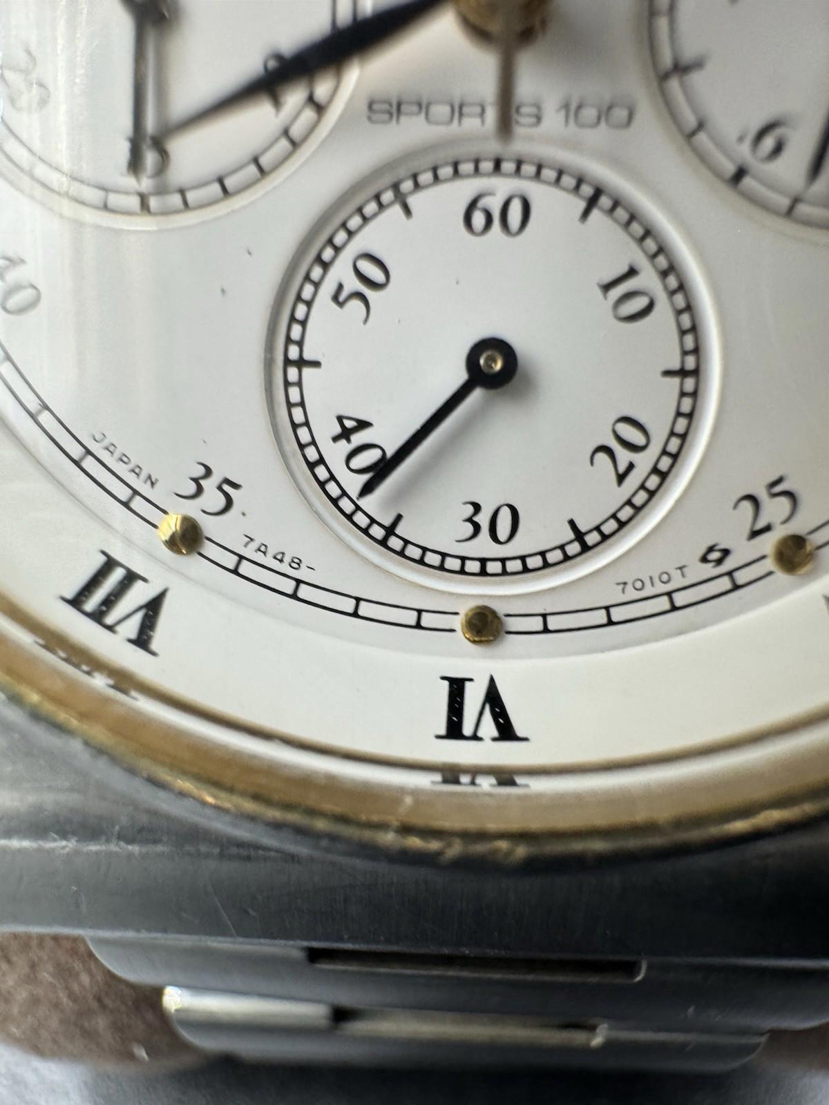 Vintage Seiko Moon Phase Chronograph 7A48-7000 Quartz Date Men's Sports 100 - RD