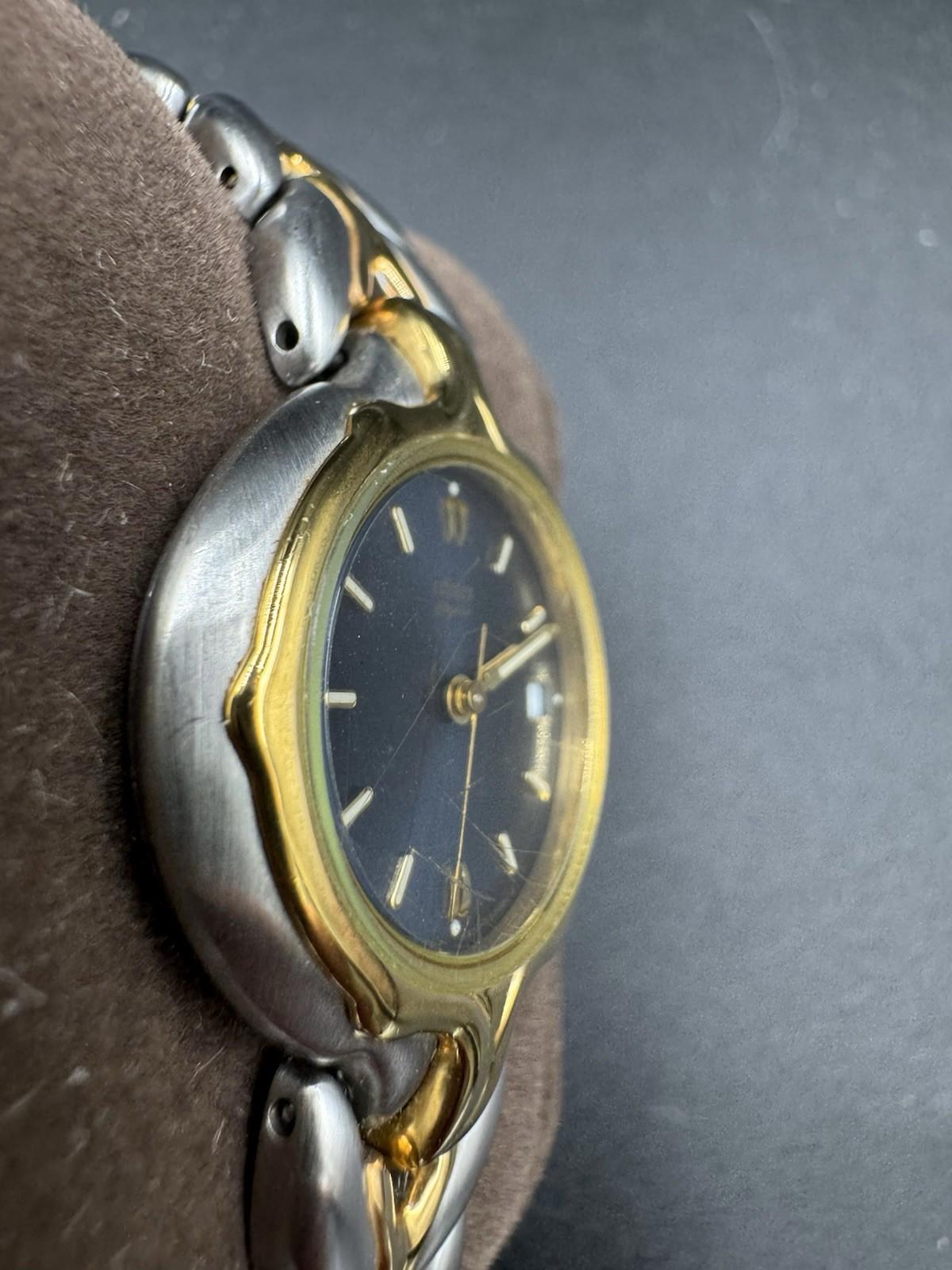 Vintage Citizen Elegance Ladies Two-Tone Quartz Watch Blue Dial GN-0-S 1990s VG