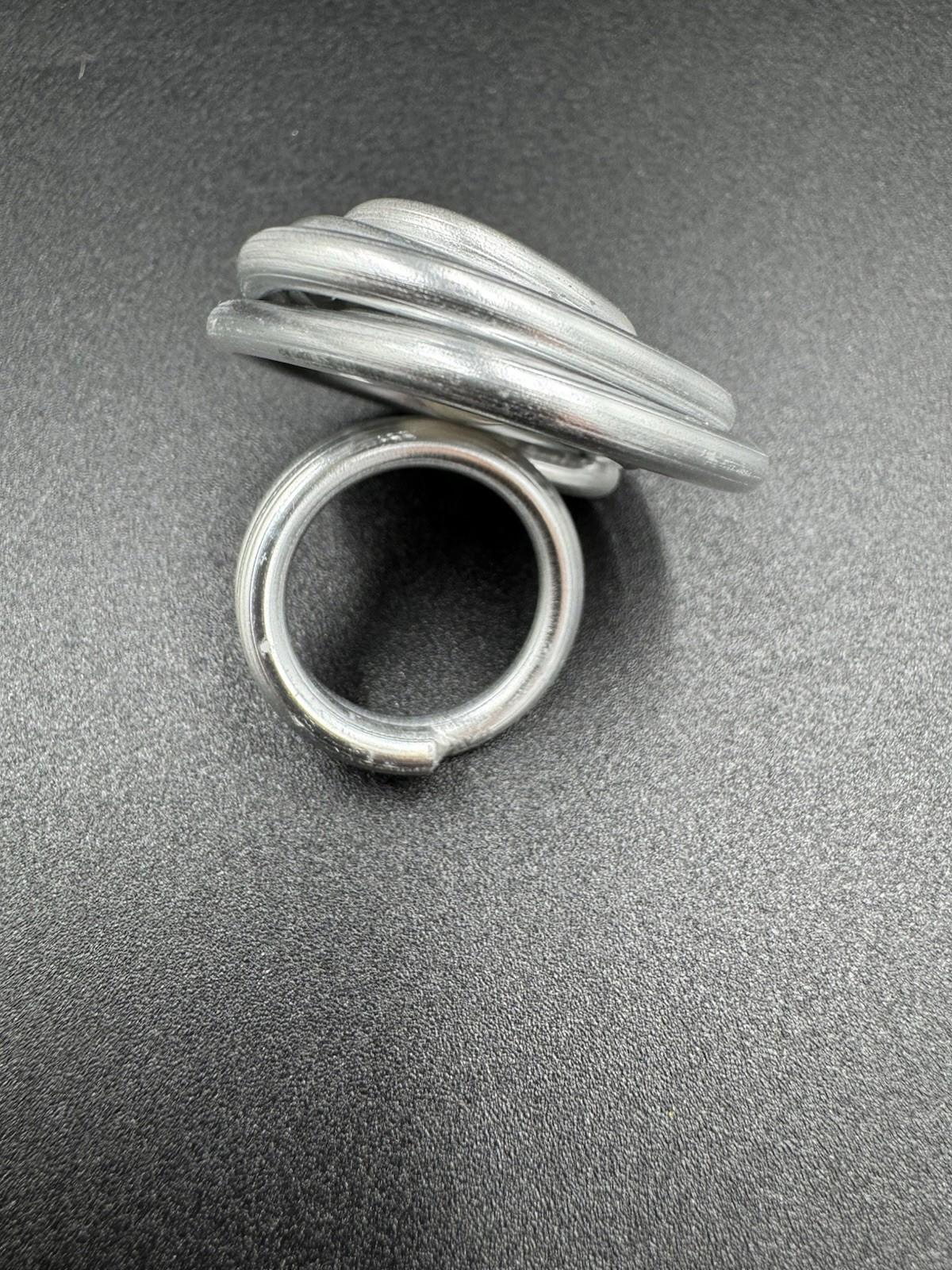 Handmade Bauhaus Inspired Aluminum Puzzle Ring Argentine Designer Beige Square M