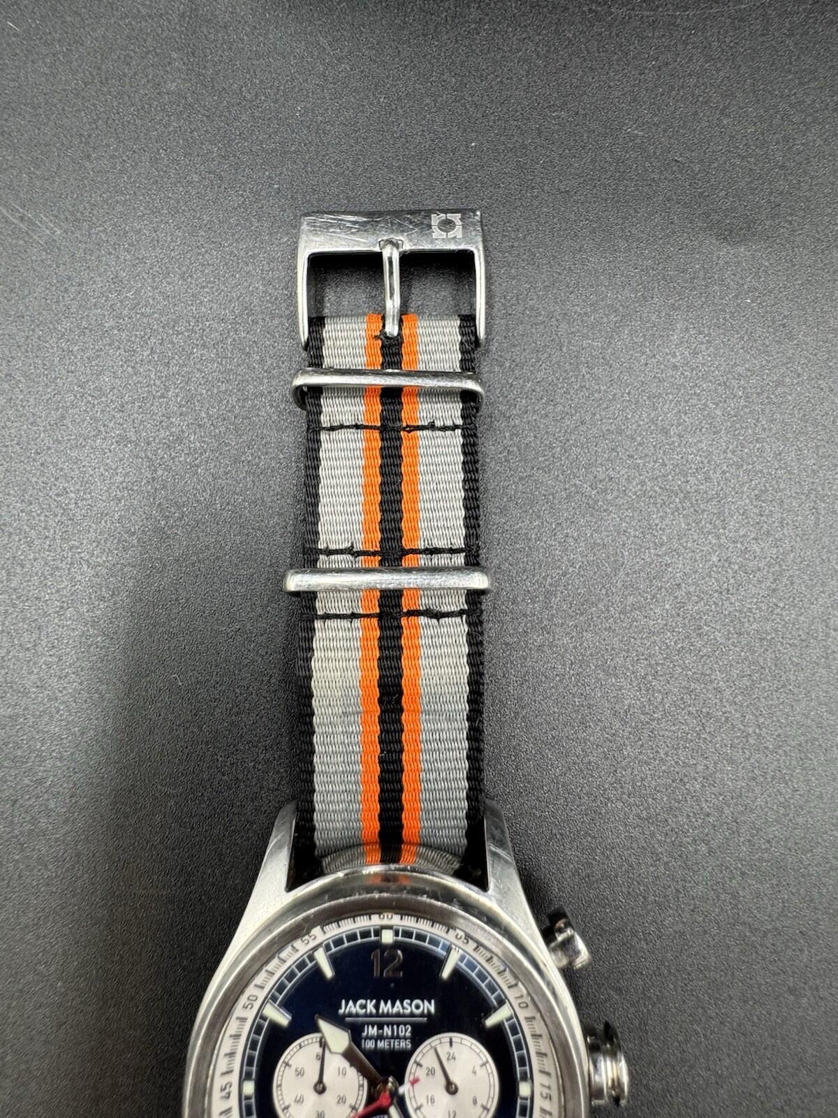 Jack Mason JM-N102-027 Watch Mens 42mm Blue Dial Chronograph Date w/ Nylon Strap