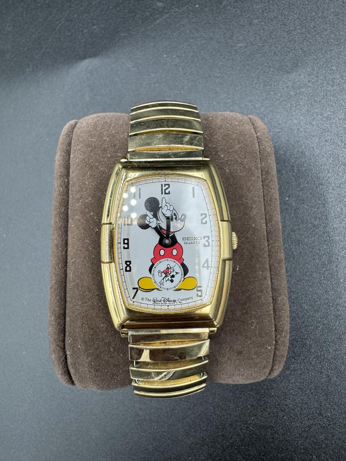 Seiko 80’s Vintage Mickey Mouse Watch 2K03-5019 Twist-O-Flex with New Battery VG