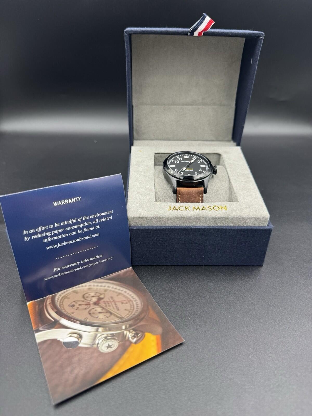 Jack Mason JM‑A103-005 Automatic Watch Rare Black Stainless Steel w/ Box Papers