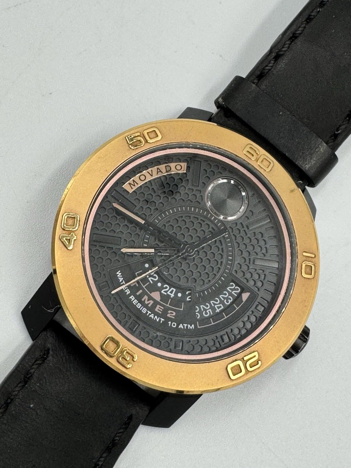 Men Movado BOLD Large Ion Watch Gold and Black 10 ATM Water