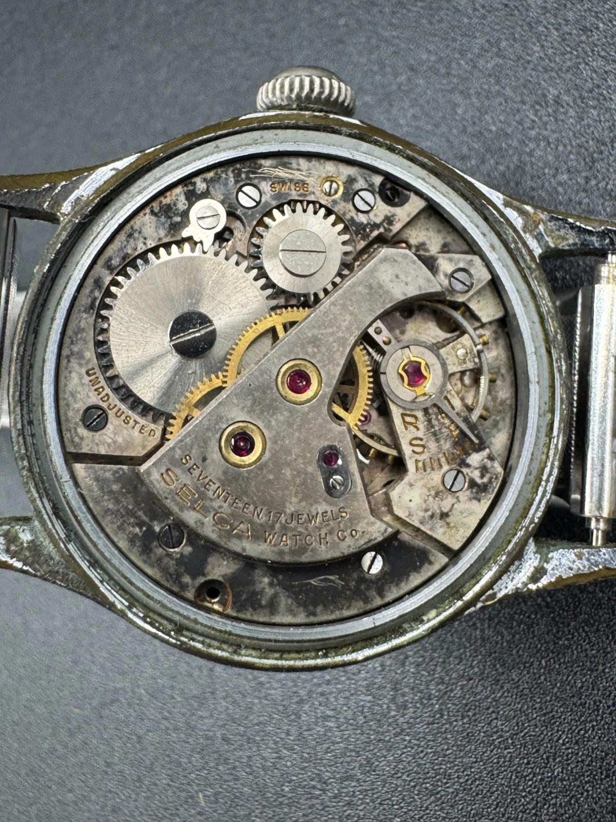 Vintage Riversa G.I. Swiss Watch 17 Jewels Selca Movement Incabloc Needs service