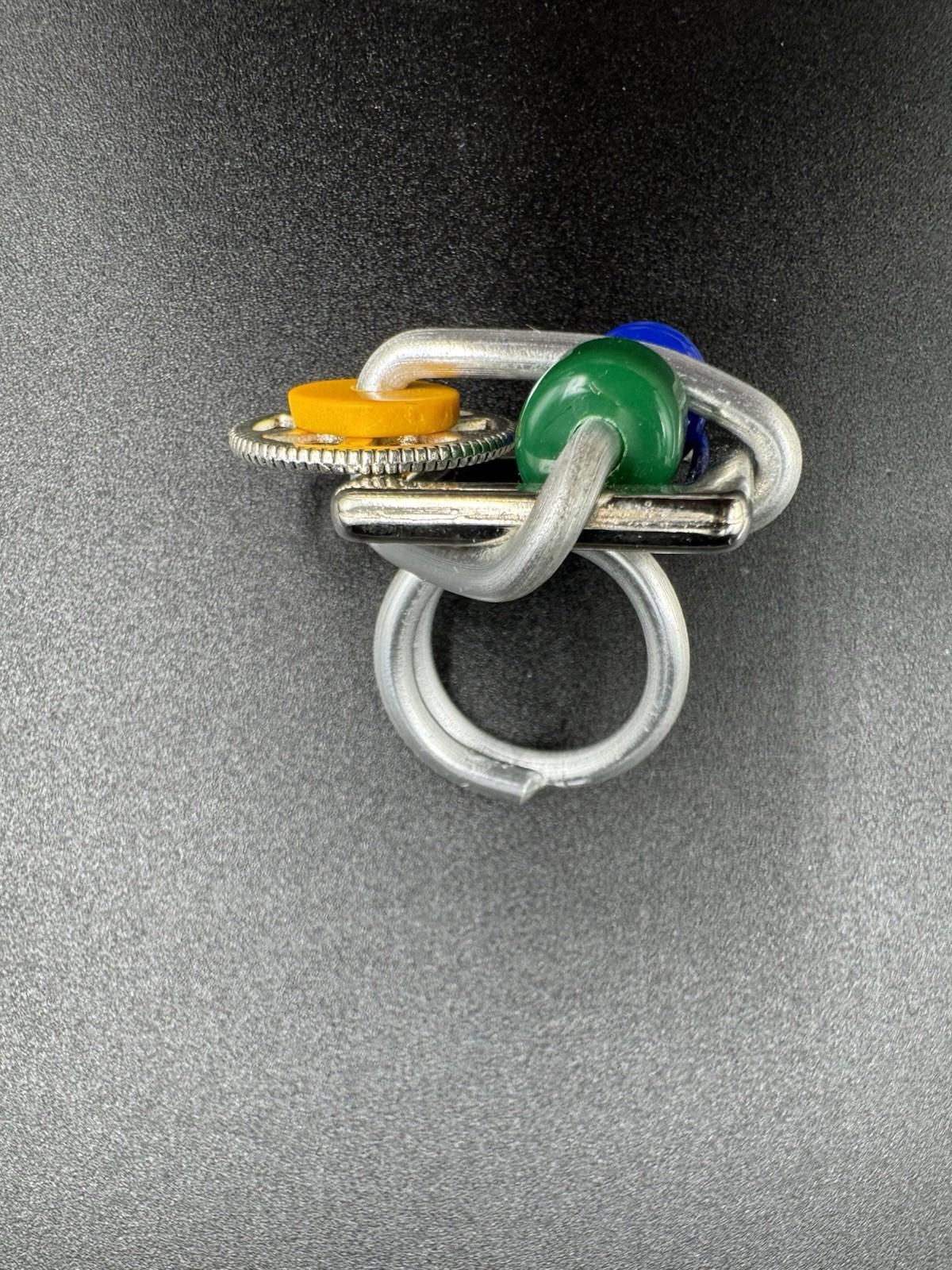 Handmade Bauhaus Inspired Aluminum Puzzle Ring Argentine Designer Multi Color NM