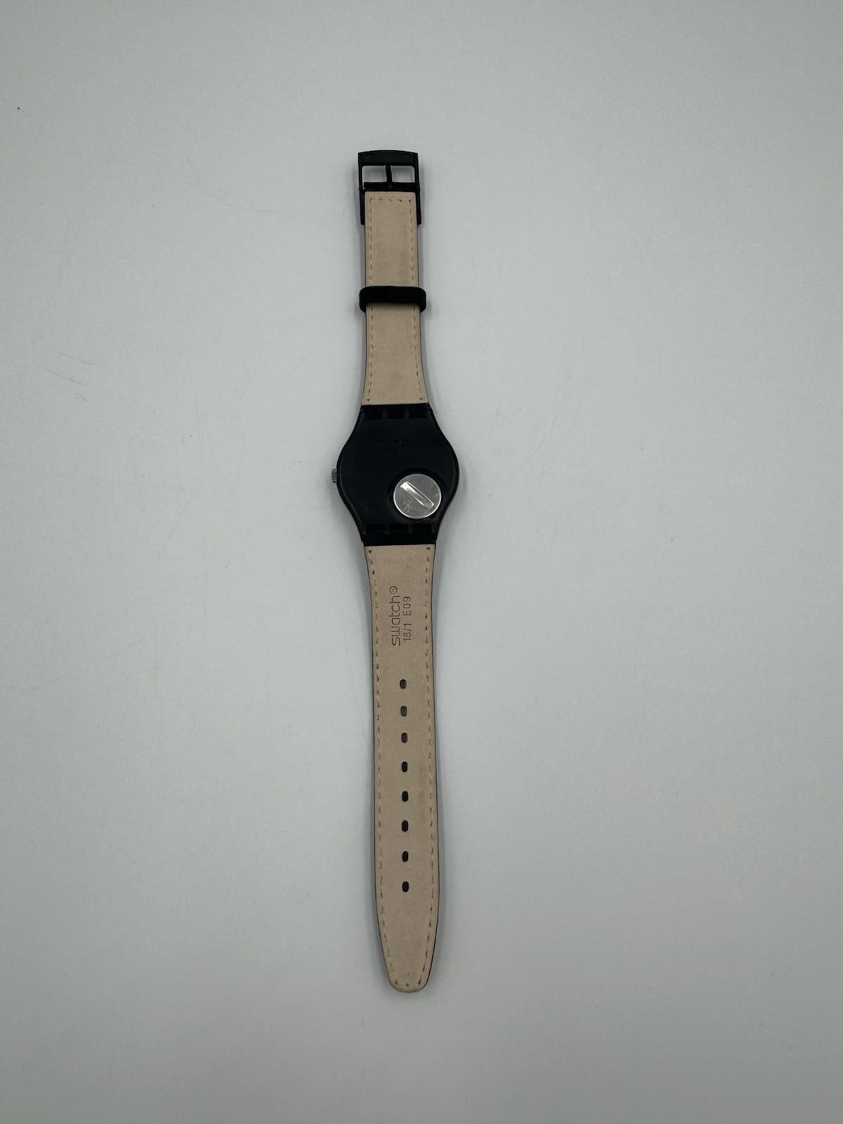 Swatch Watch Blue Tune GX119 Leather 34mm 1990 unisex New