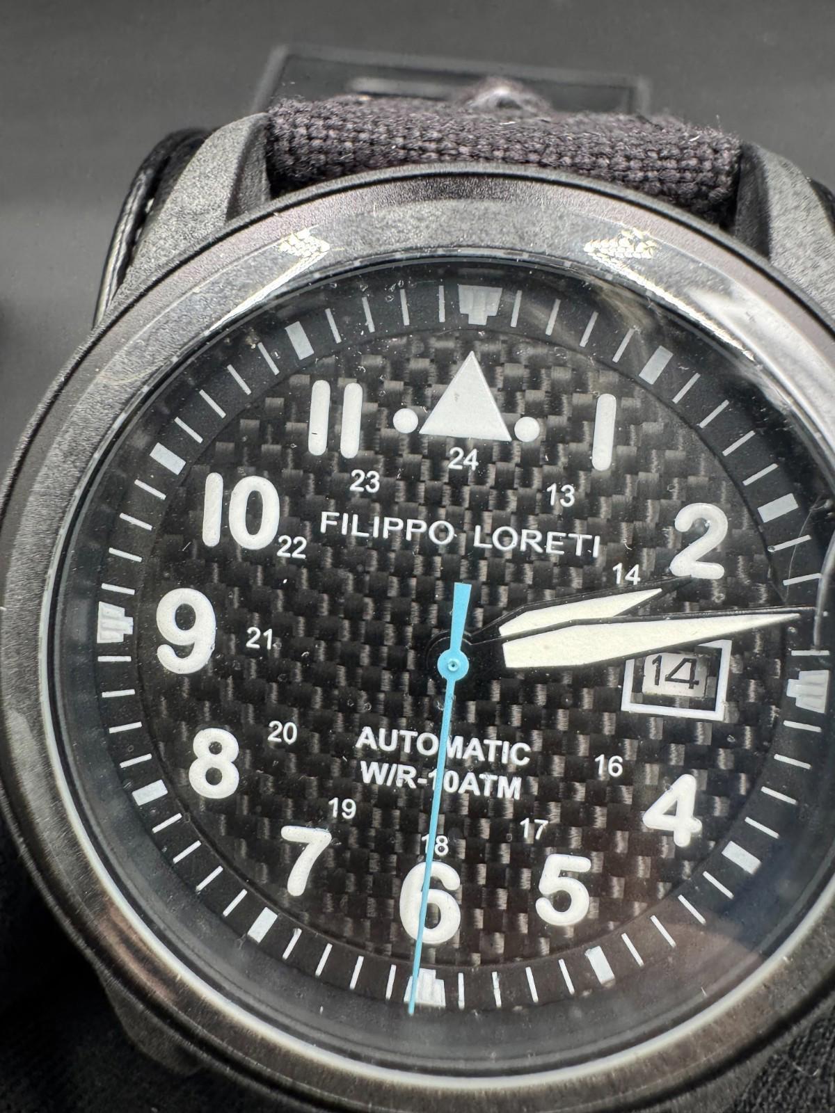New Filippo Loreti Super Leggero Limited Edit. Auto Watch 62/300 Carbon Dial Box