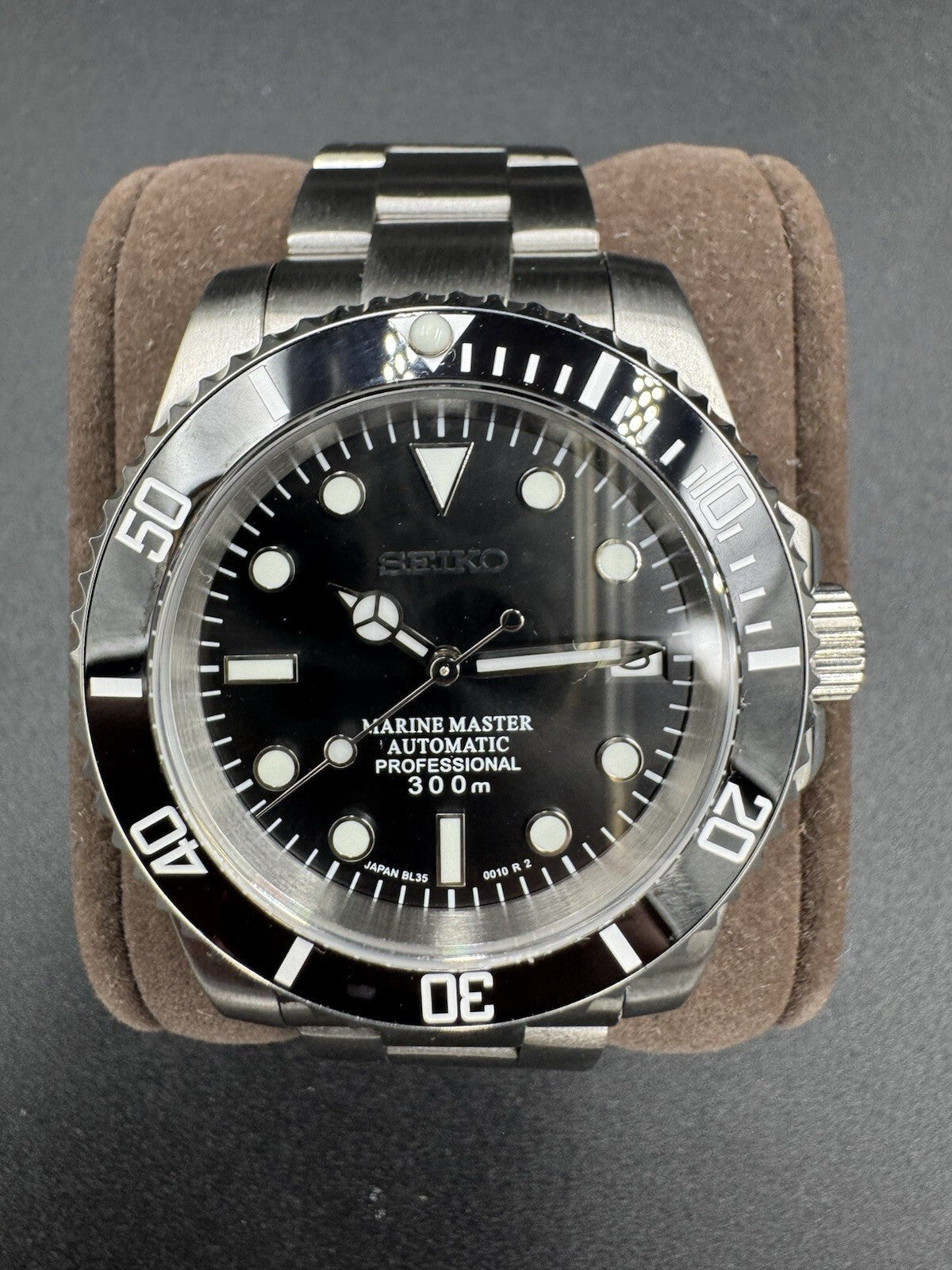 Seiko Mod Marine Master Black Dial with Genuine Seiko NH35 Movement Stainless St