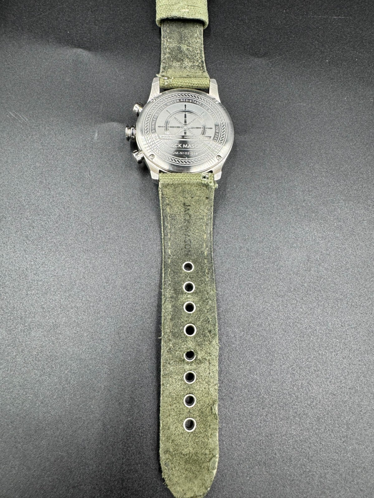 Jack Mason Chronograph Watch JM-N102-018 Stainless Steel Green Strap 100 Meters