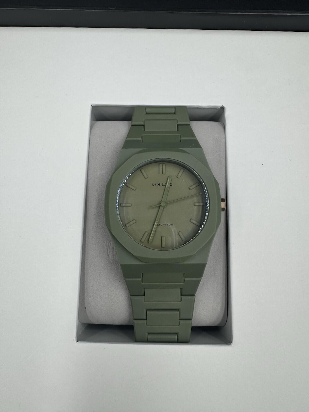 D1 Milano Watch Men's PCBJ22 Military Green Polycarbon - Brand New Sealed w/ box